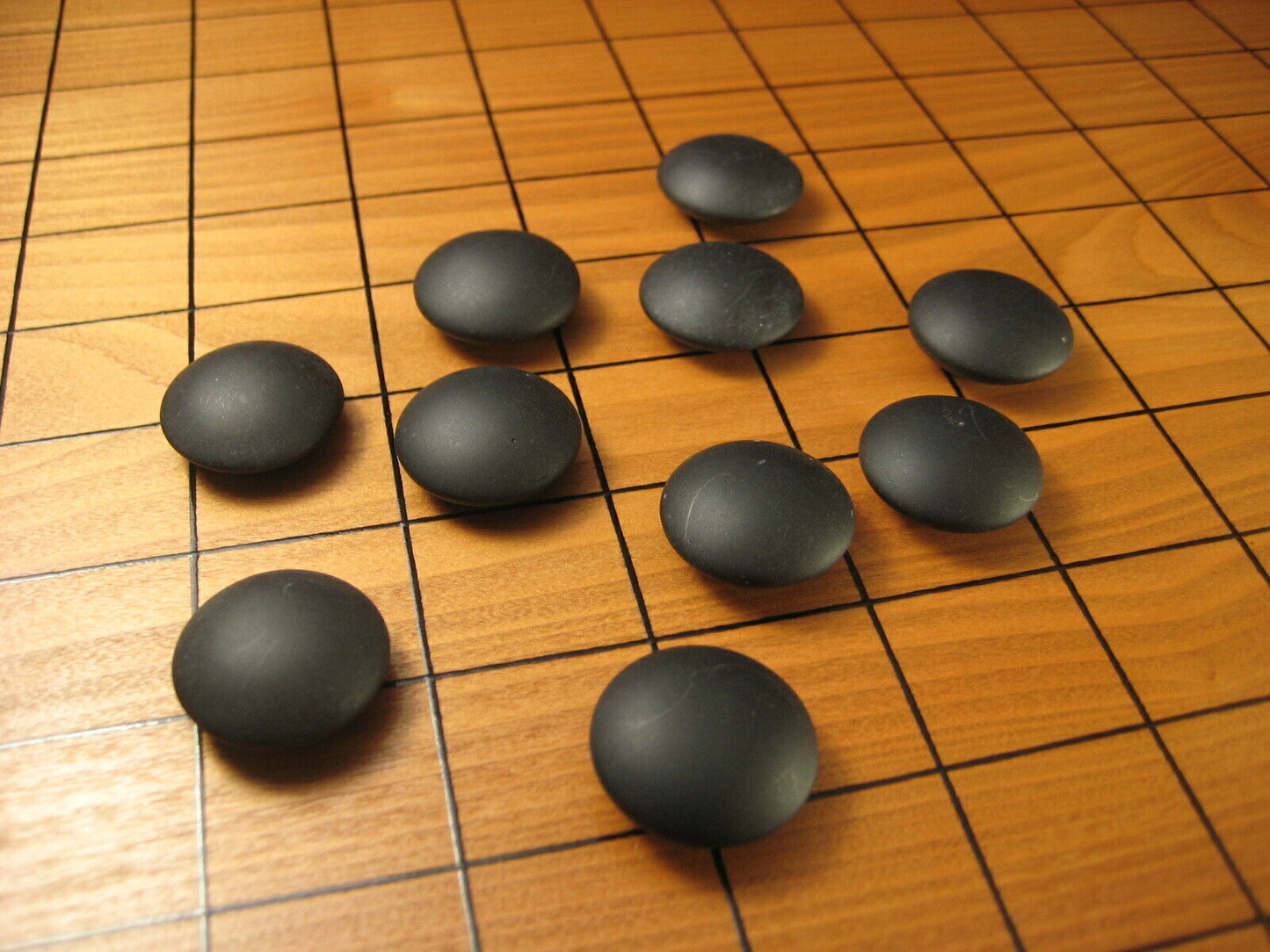 Vintage Japanese Go Game Stones X10 For Replacement - Black Glass 10Pcs ~3/8"