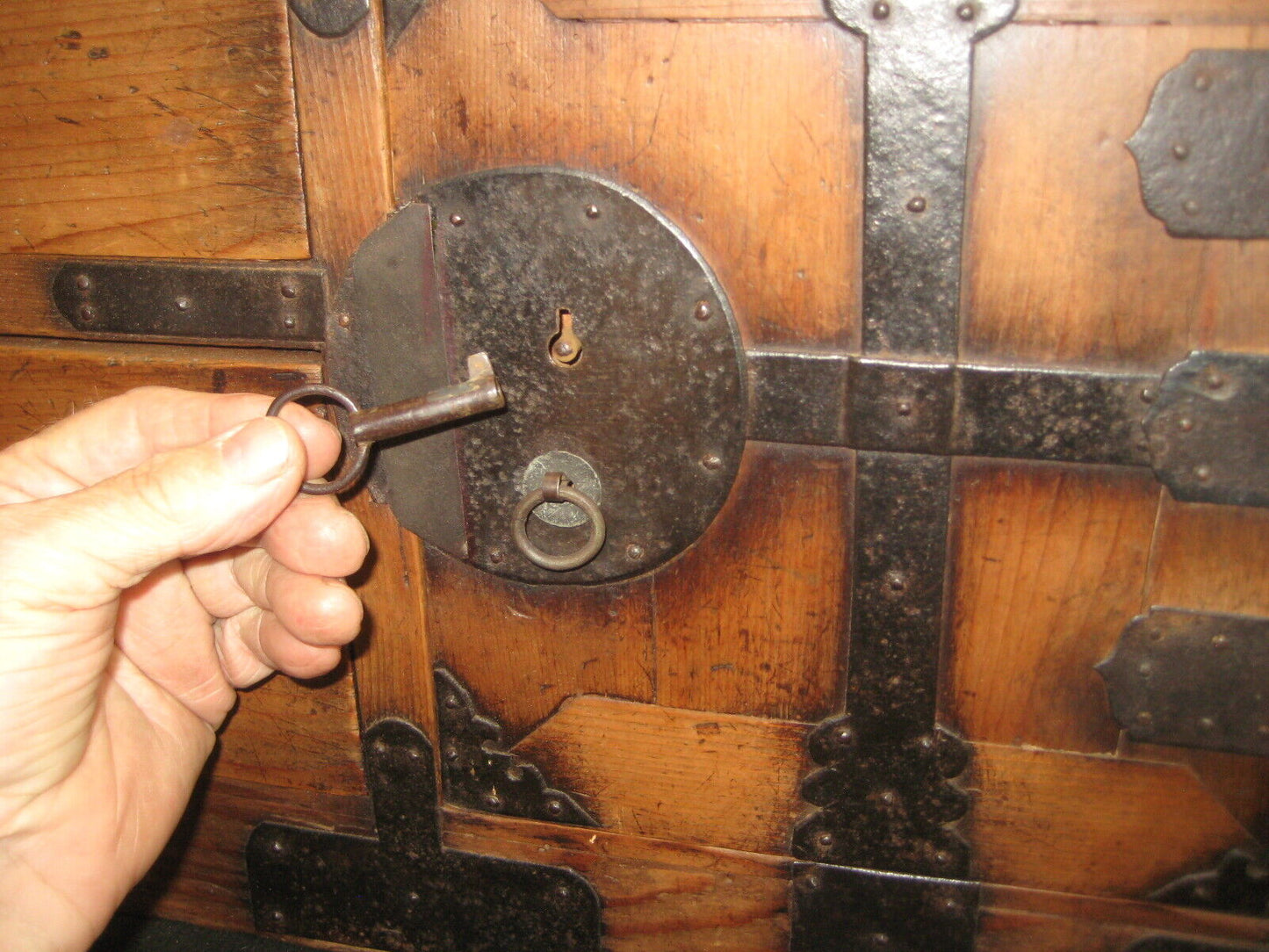 Antique Japanese C. 1850 Edo Era Chobadansu Document Tansu Chest W/ Lock /Key
