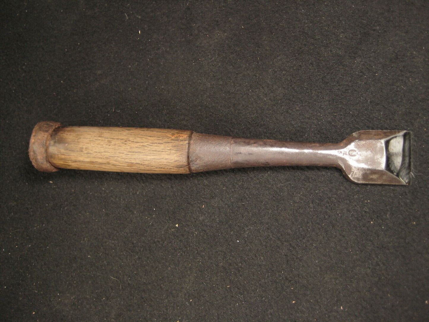Vintage Japanese Signed Tool Laminated Forged Iron Blade Nomi Chisel Red Oak