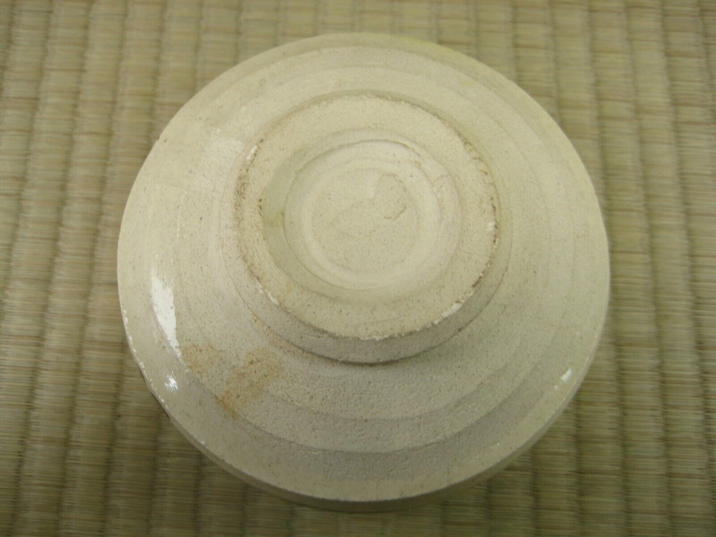 Vintage Japanese Oribe Ware Tea Ceremony Chawan Tea Bowl Green Plum Blossoms 5"
