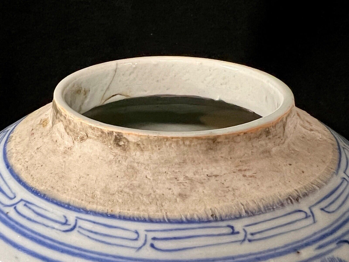 Antique Chinese Qing 19th Century Blue & White Ginger Jar Hand Painted 8"