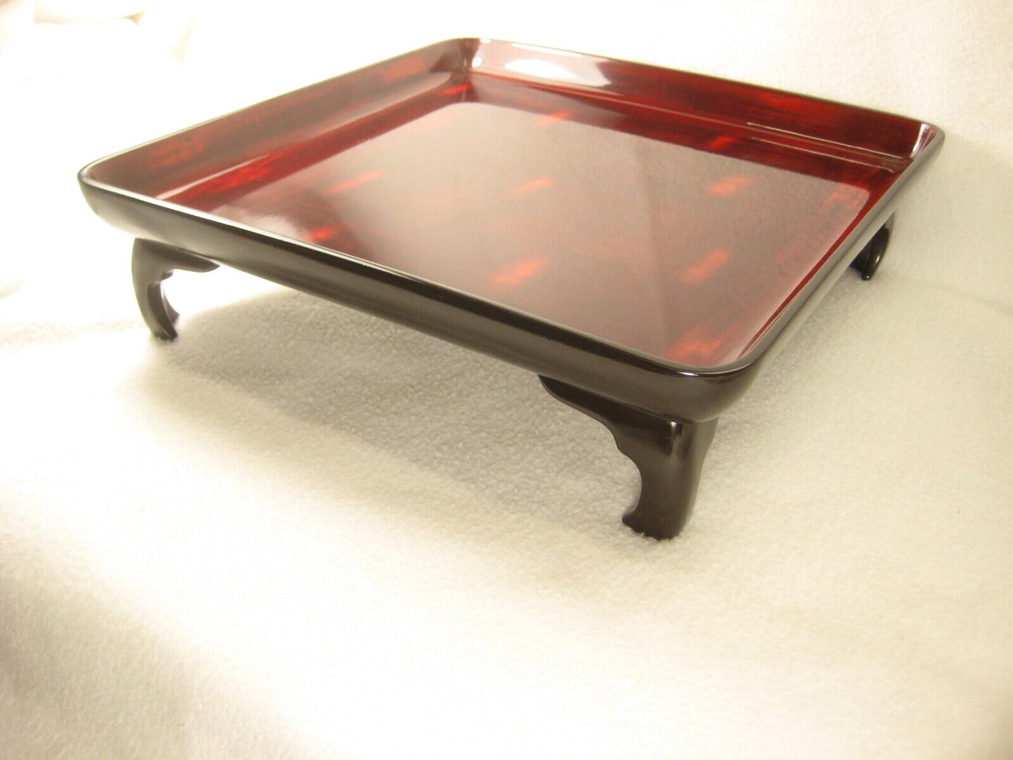 Antique Japanese (C.1890) Wood & Lacquer Obon Ozen Tray Neguro Red Black
