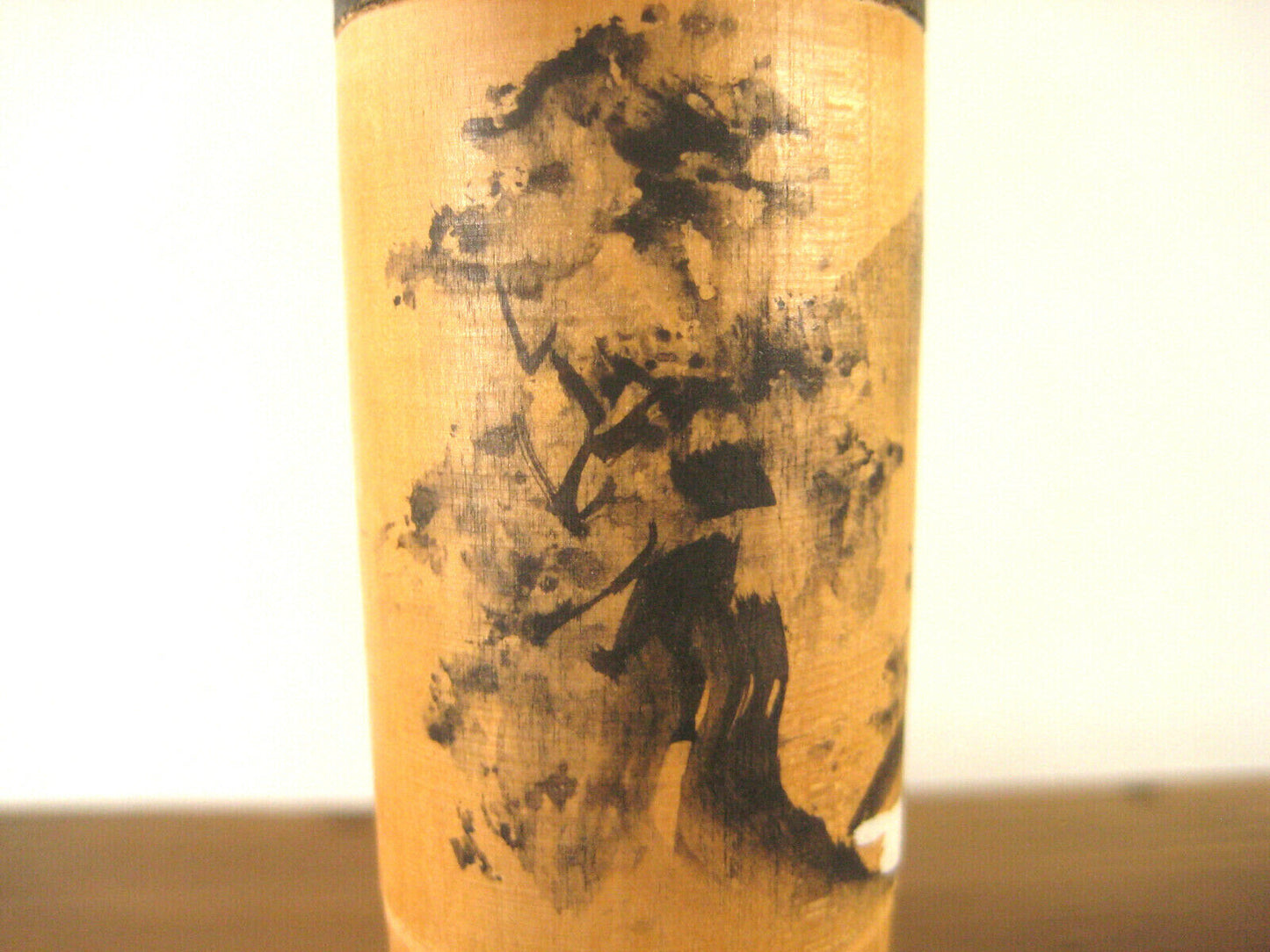 Vintage Japanese Kokeshi Pair Wooden Bobblhead Doll Hand Painted Trees 3"