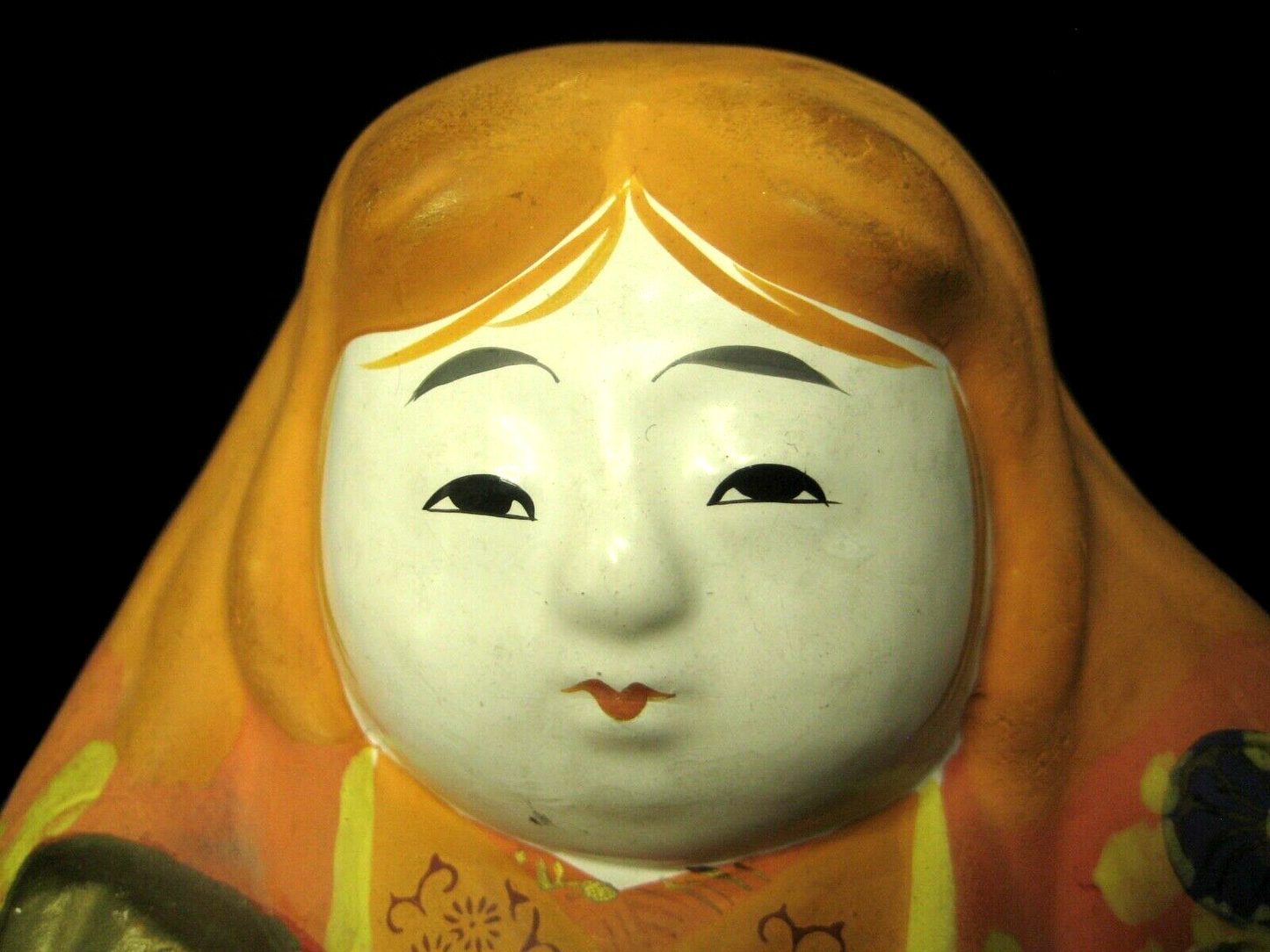 Vintage Japanese Kabuki Doll Renjishi Red Lion Dancer Ceramic Hand Painted 6"H