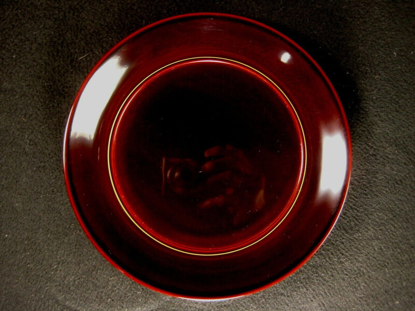 Vintage Japanese Wooden Burgundy Lacquer Kashizara Appetizer Dish Plate