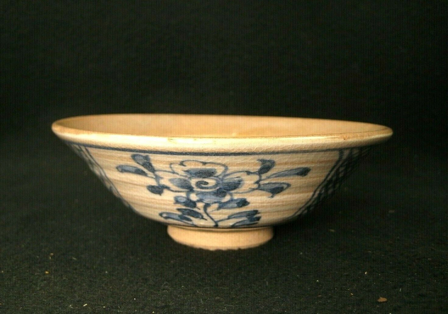 Vintage Japanese Tea Ceremony Ceramic Chawan Hand Painted Floral Tea Bowl