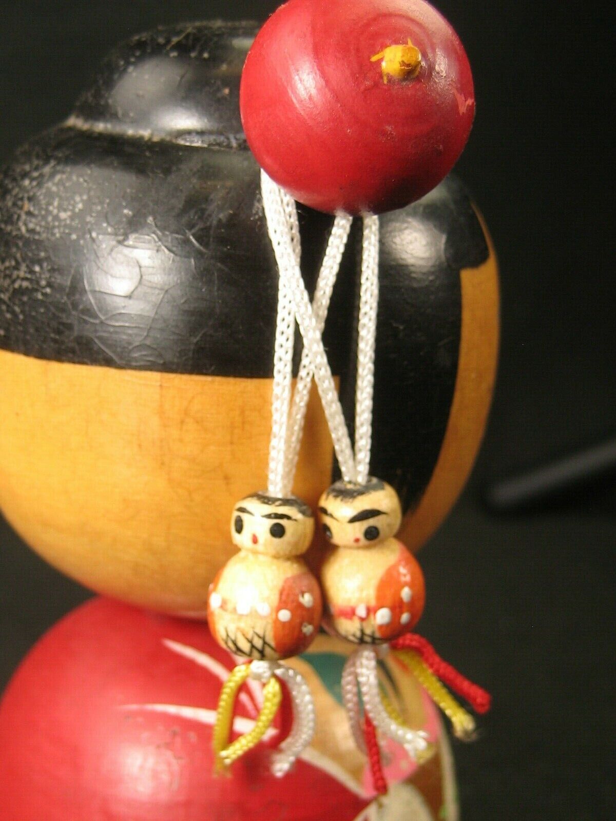 Vintage Japanese Showa Era (C.1950) Wooden Kokeshi Doll With Extra 2 Dolls