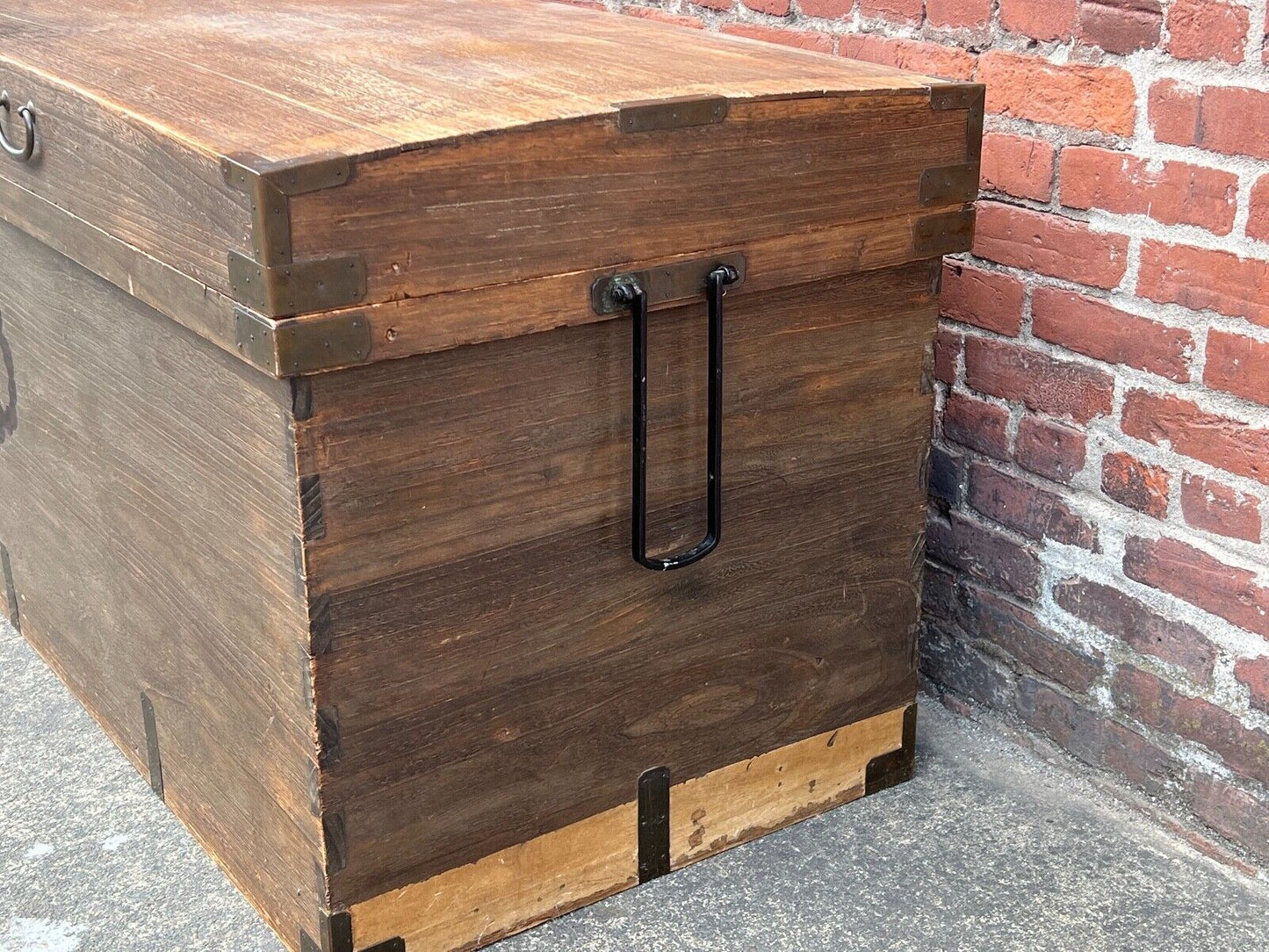 Vintage Japanese Nagamochi Wedding Chest Kiri Wood W/ Kiri Crest 71"L