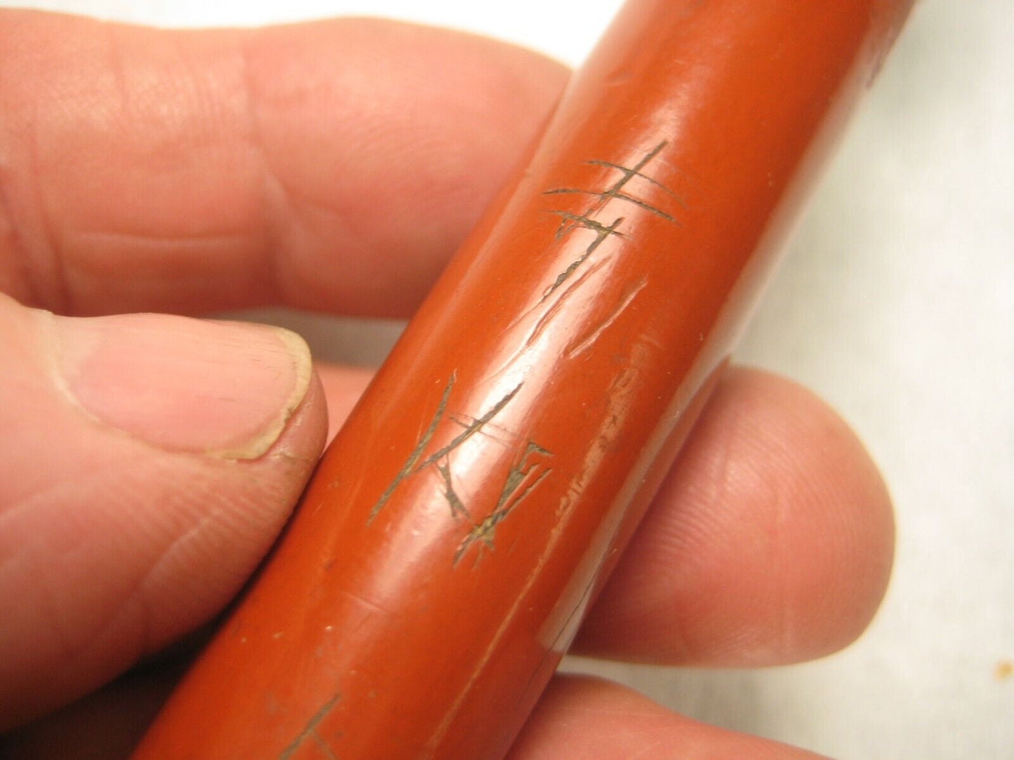 Vintage Japanese Signed Wooden Mechanical Pencil Carved Wooden Kitten Cat Head