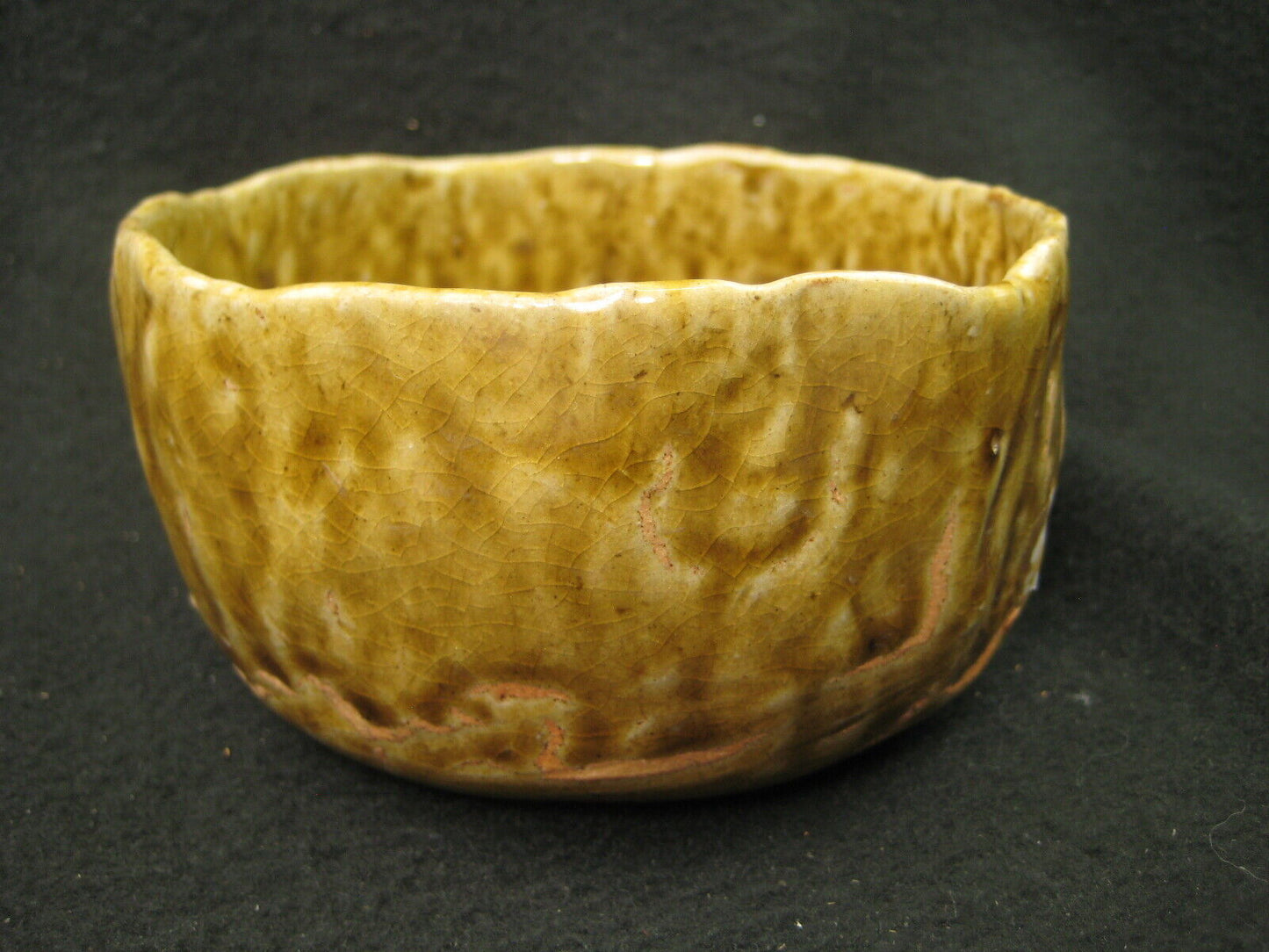 Vintage Japanese (C. 1950) Signed Tea Ceremony Ceramic Chawan Tea Bowl Olive
