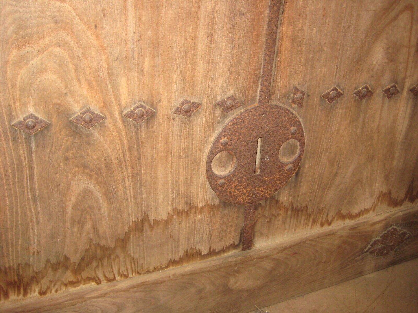 Antique Japanese Edo Era (C 1700) Warehouse Door Forged Iron & Zelkova Wood