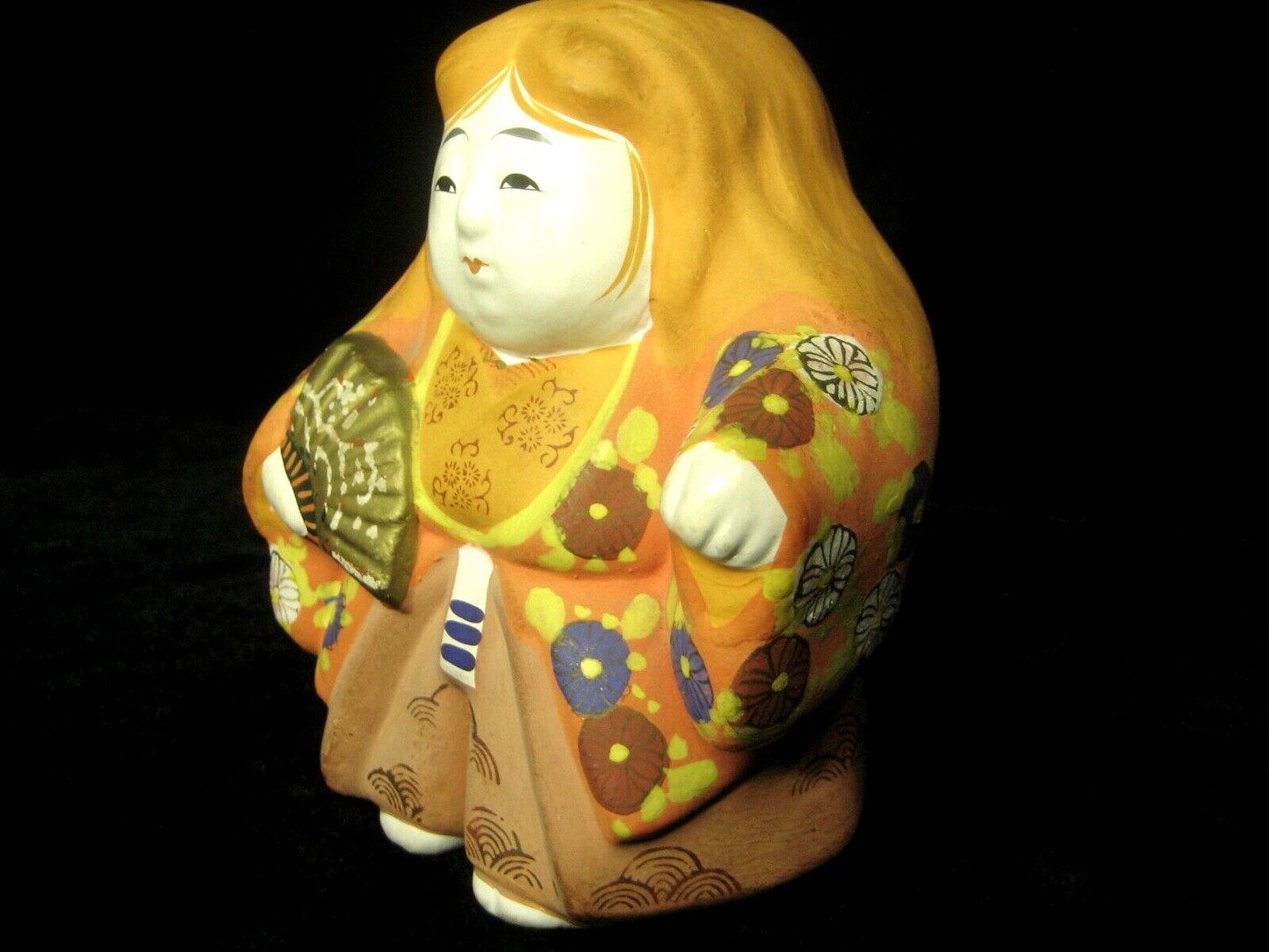 Vintage Japanese Kabuki Doll Renjishi Red Lion Dancer Ceramic Hand Painted 6"H