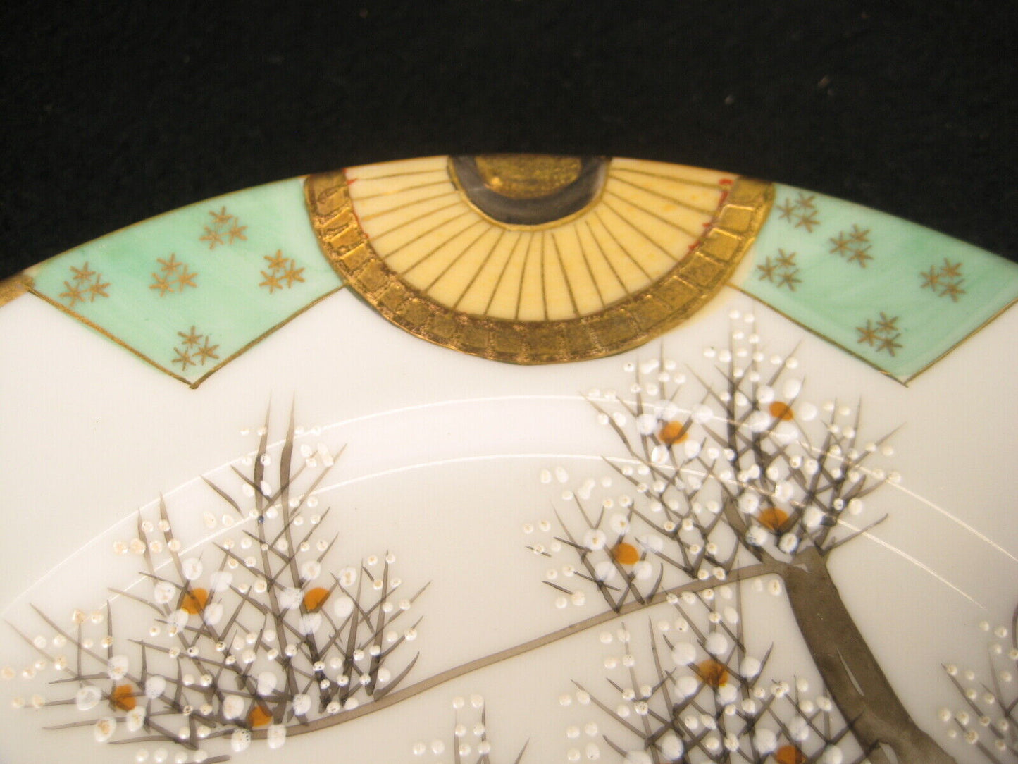 Antique Japanese Meiji Era c.1930 Small Signed Ceramic Plate Dish Geisha Scenic 7"