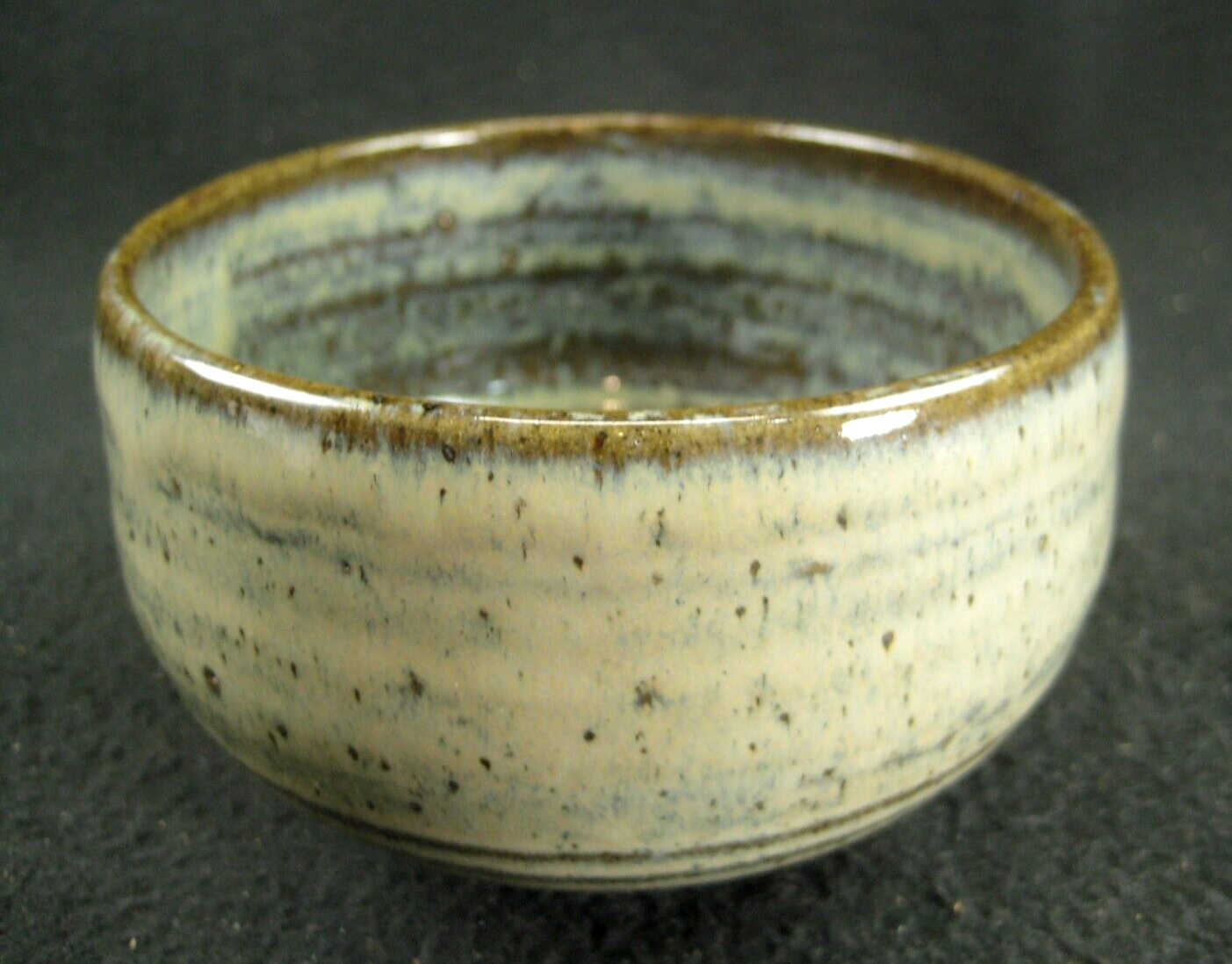 Vintage Japanese Tea Ceremony Ceramic Chawan Tea Bowl Green Hairsfur Glaze