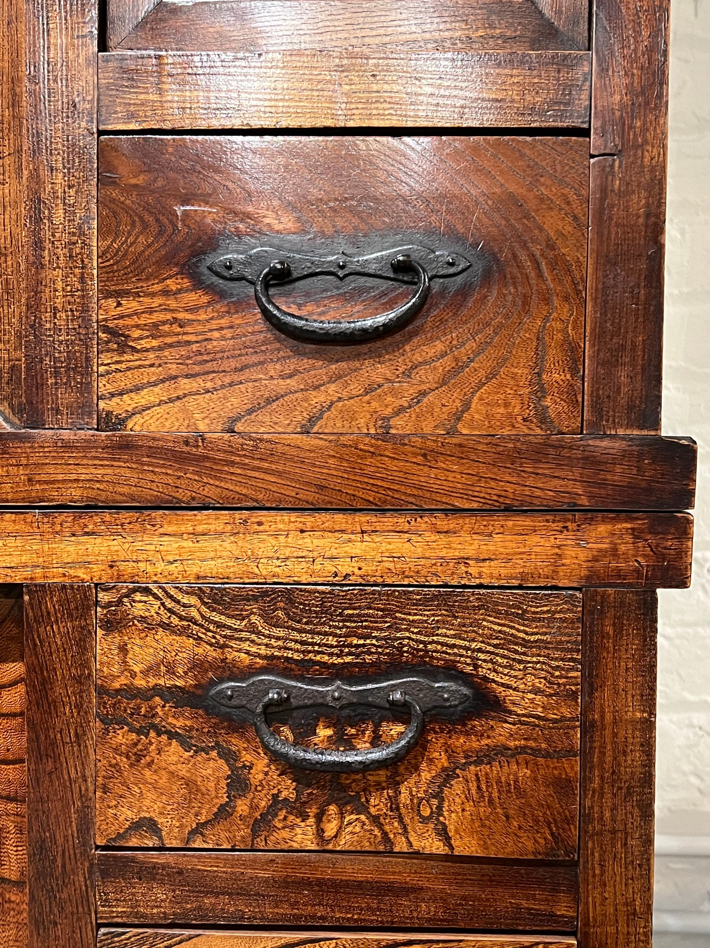 Antique Japanese Mizuya Meiji Era Late 19th Keyaki Elm Kitchen Chest 52"
