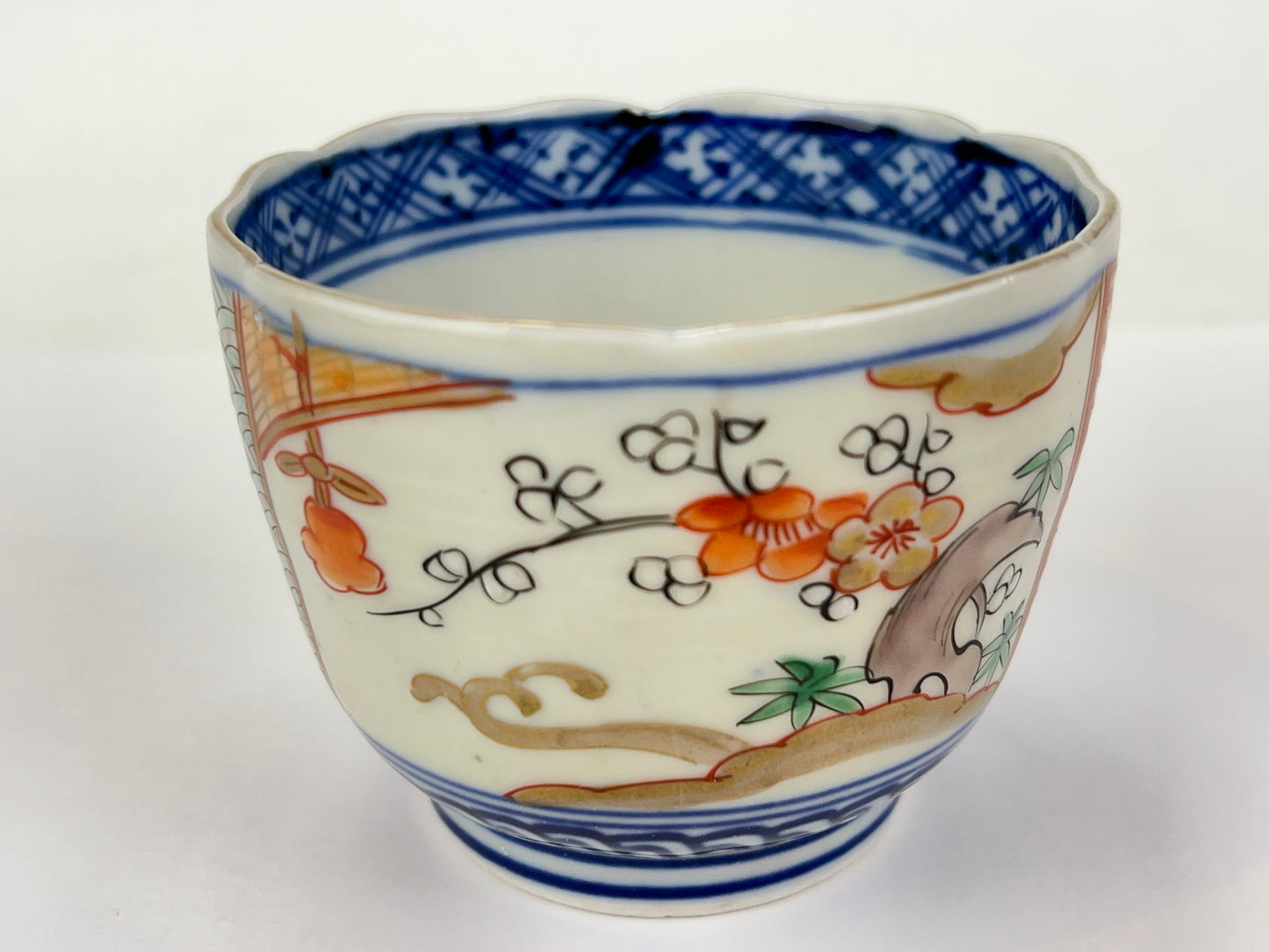 Antique Japanese Edo Era (c1850) Hand Painted Plum Blossom Ceramic Tea Cup 3.25"