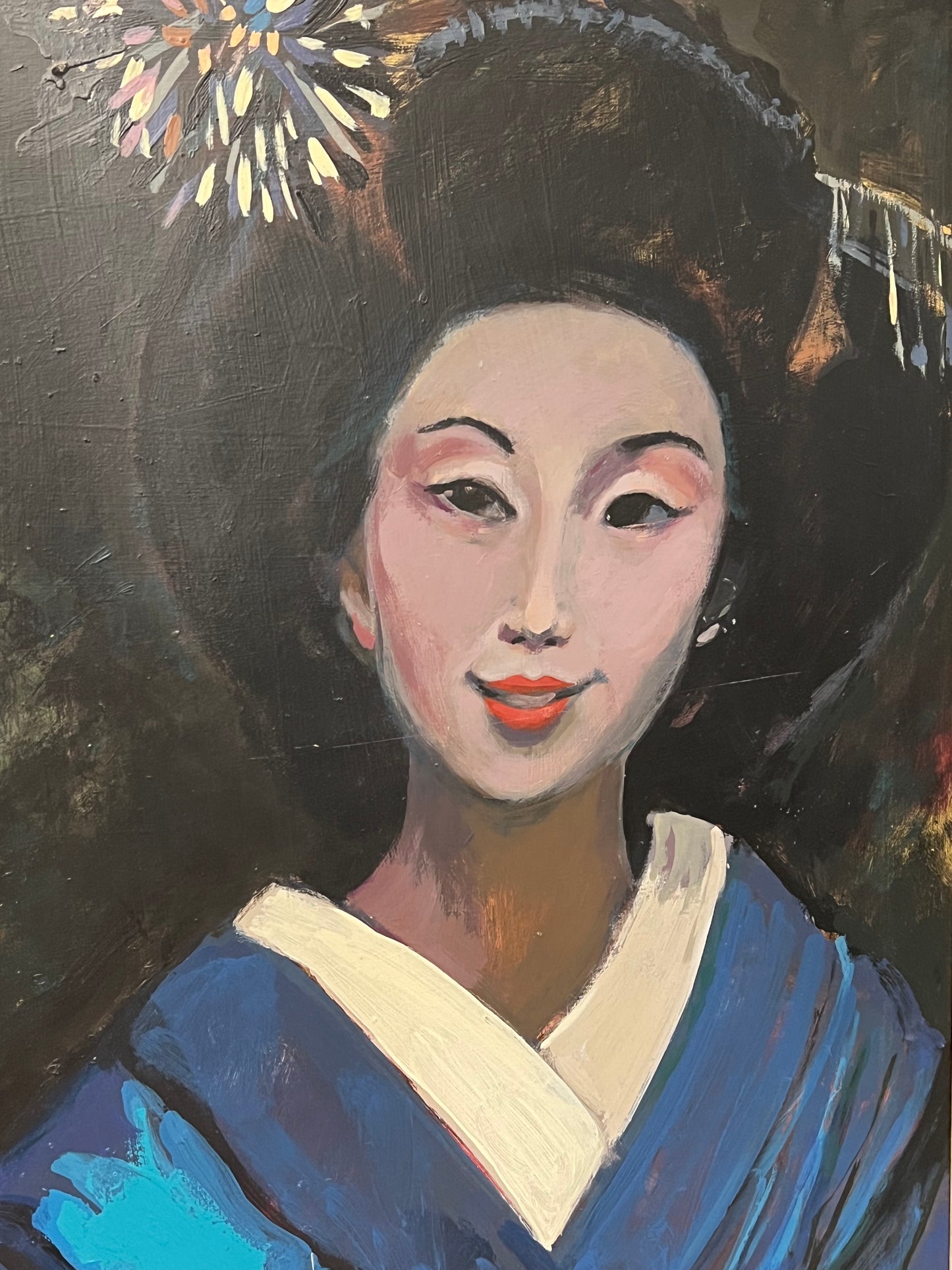 Sidonie Caron Framed Original Painting "Geisha II" 37.5"x48"