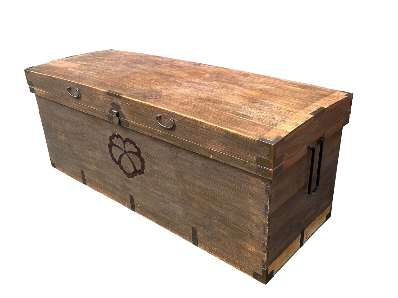 Vintage Japanese Nagamochi Wedding Chest Kiri Wood W/ Kiri Crest 71"L