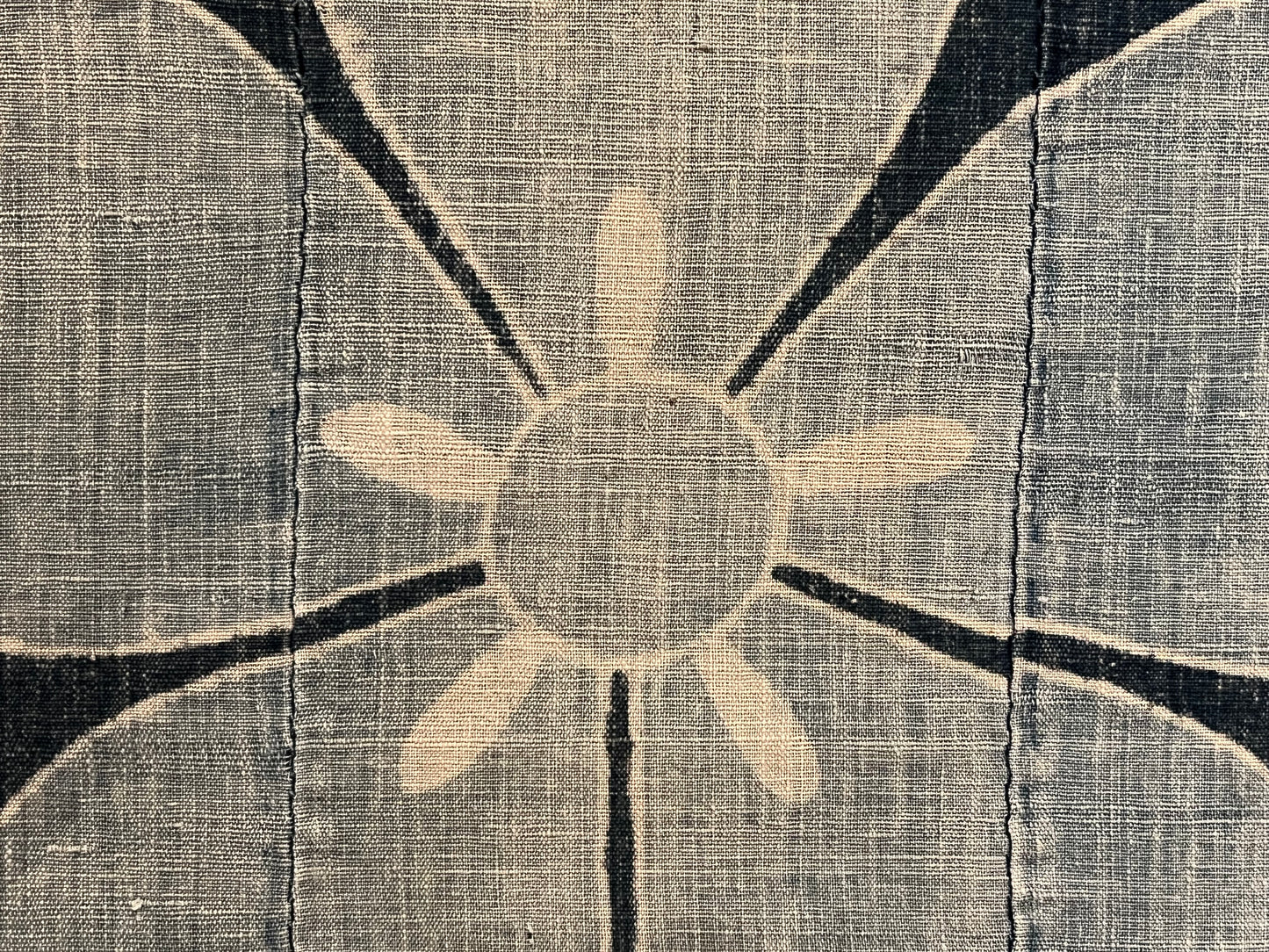 Antique Japanese c.1850 Futon Cover 6 Color Plum Blossom Mon & Cranes Indigo Dyed Tsutsugaki