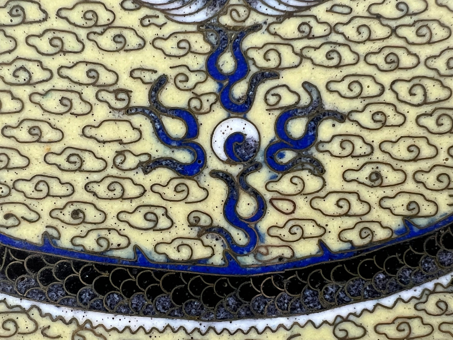 Antique Chinese (late 1800's) Cloisonné Box w/ Black Dragon 5.5”