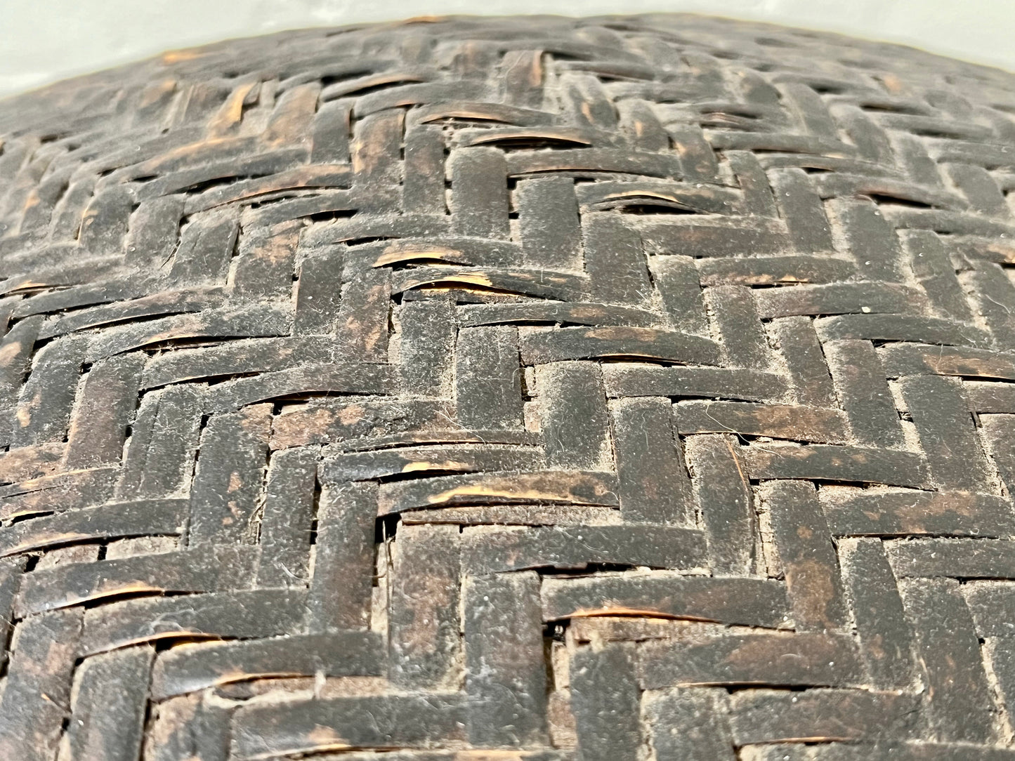 Antique Chinese Basket 19th Century Qing Hand Made Bamboo Storage Basket 22"L