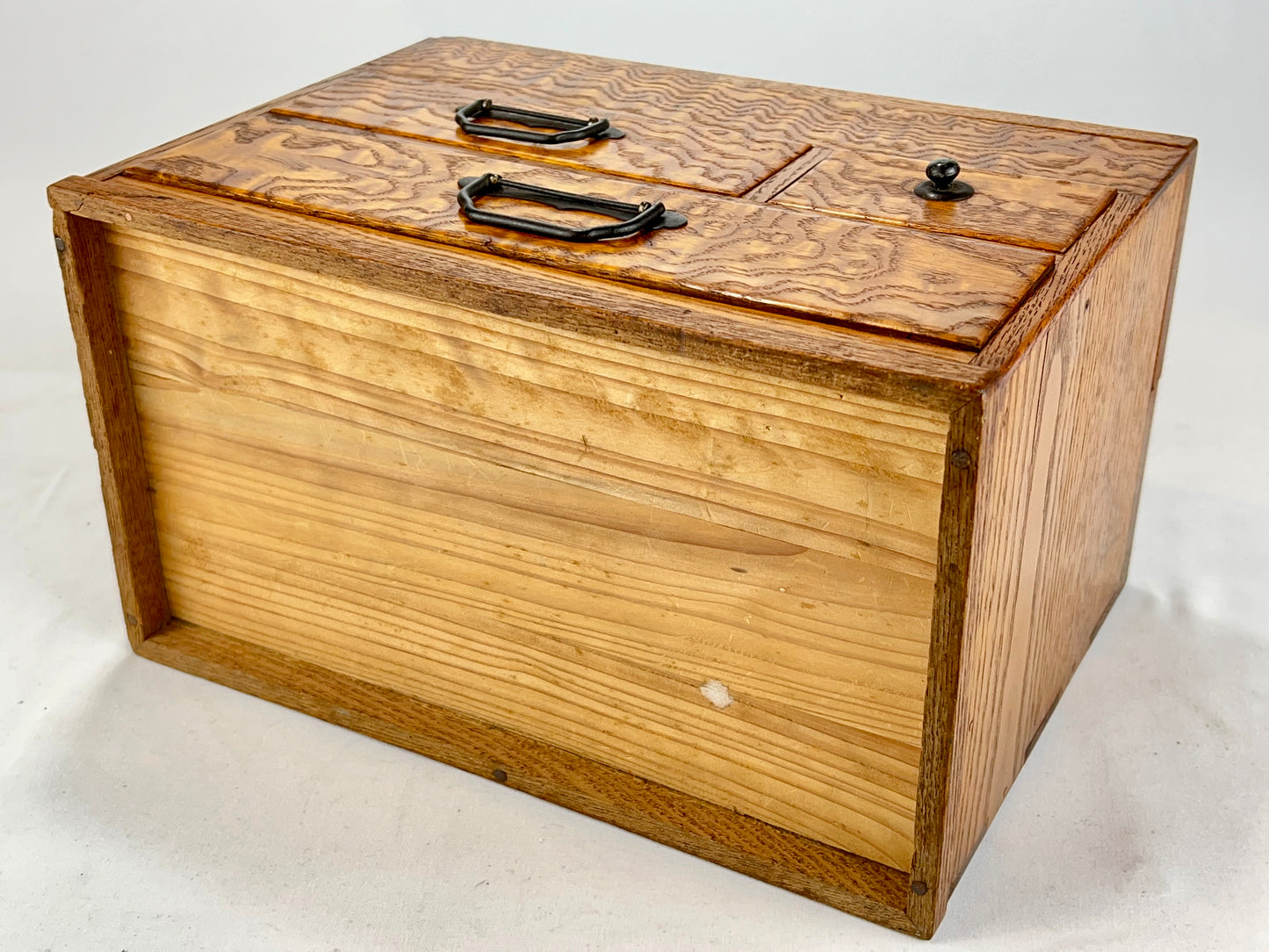 Antique Japanese Meiji Era c1930 Mulberry Wood Haribako Sewing Tansu 10"