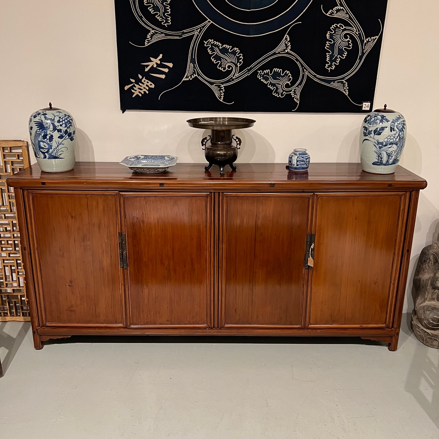 Antique Chinese Ming Style Cabinet Buffet Four Doors Four Drawers 76"