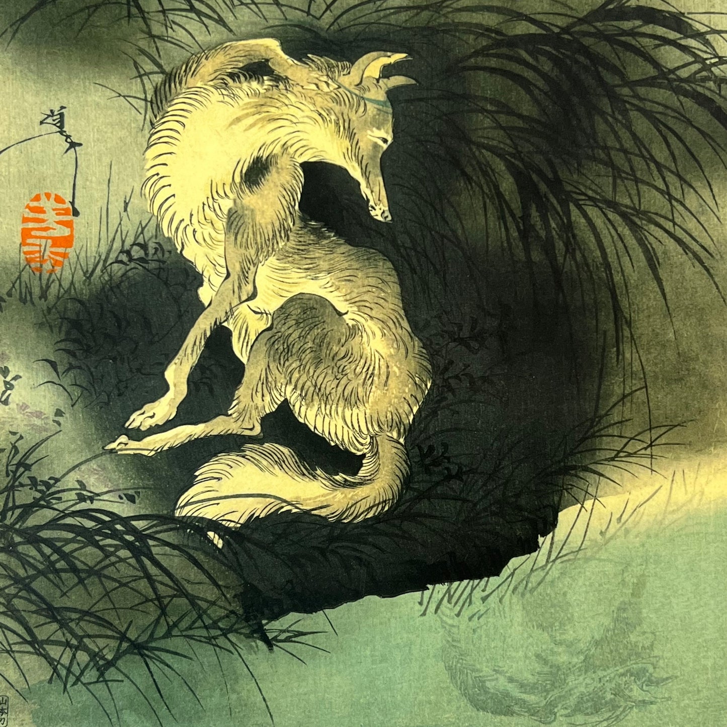 Yoshitoshi Giclee Woodblock Print "Musashi Plain Moon" 100 Views of the Moon 9.5"x14"
