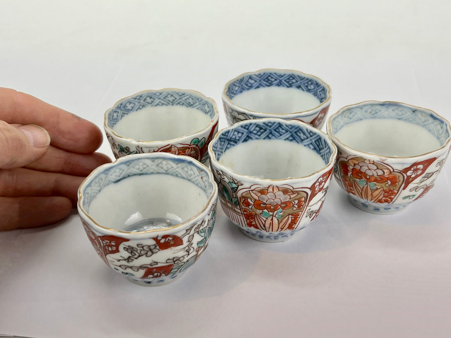 Antique Japanese Edo Era (c1850) Sake Cup Guinomi Hand Painted Ceramic 2"