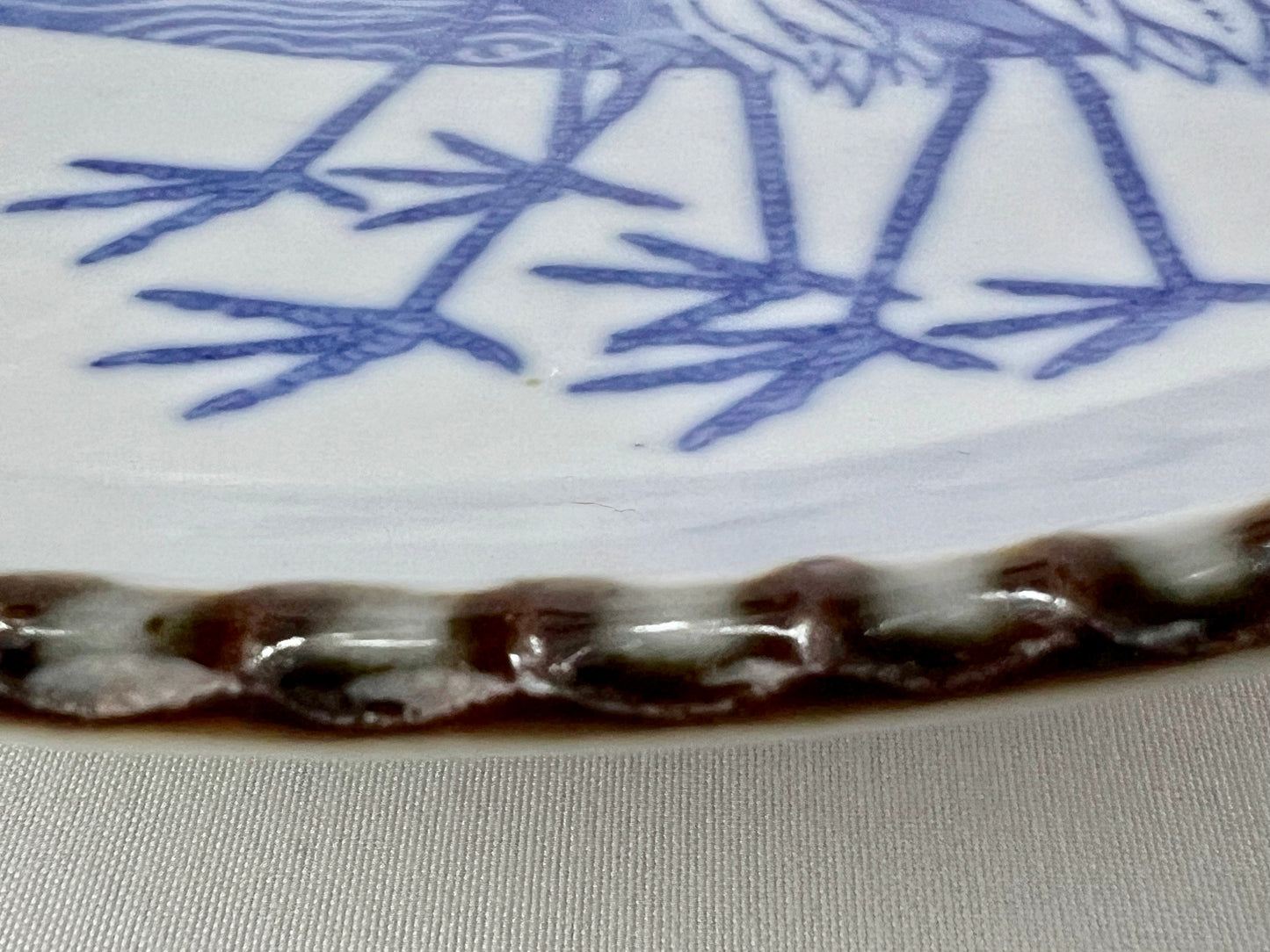 Antique Japanese c1900 Meiji Era Ceramic Imari Plate Cranes 8.5"