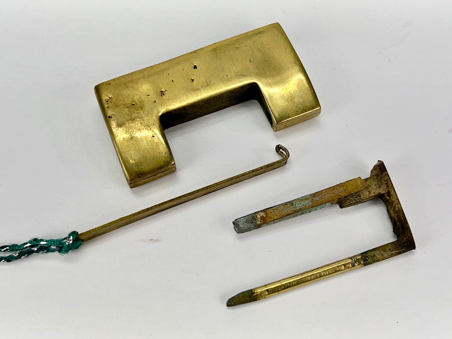 Vintage Chinese Traditional Cabinet or Chest Lock & Key Brass 2.75"
