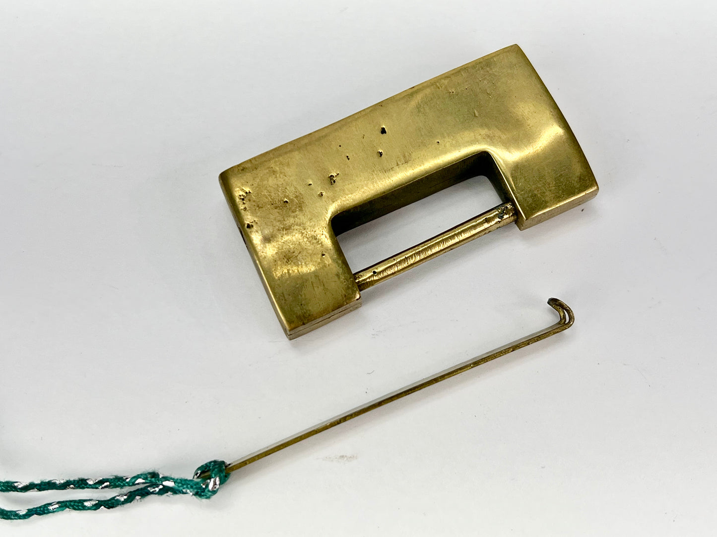 Vintage Chinese Traditional Cabinet or Chest Lock & Key Brass 2.75"