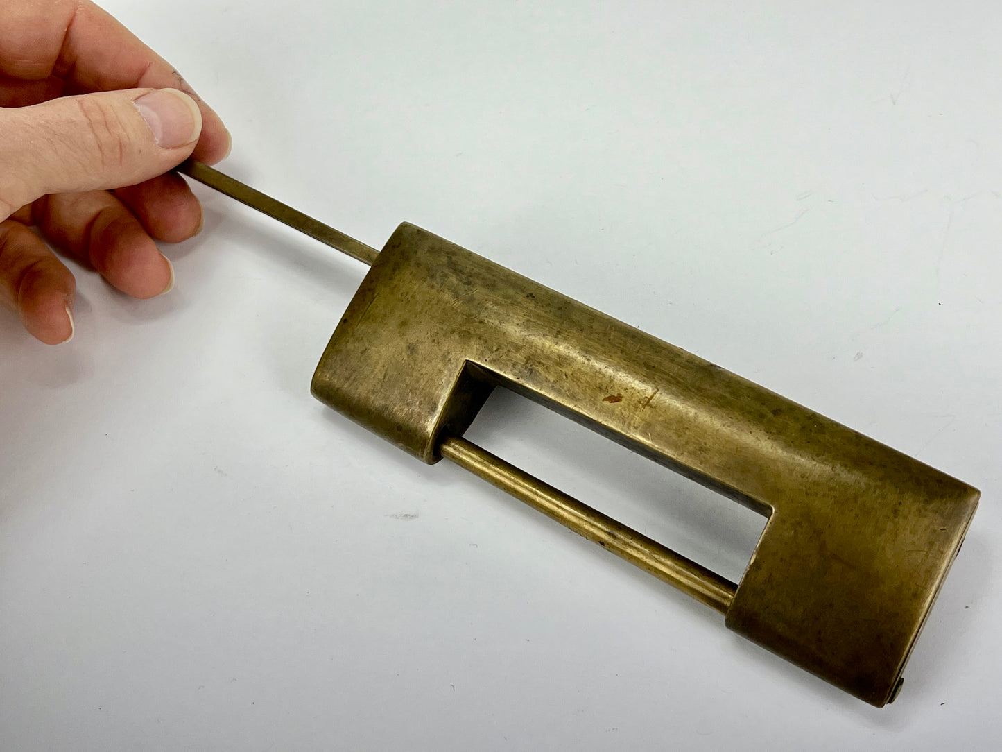 Vintage Chinese Traditional Cabinet or Chest Lock & Key Brass 5.5"