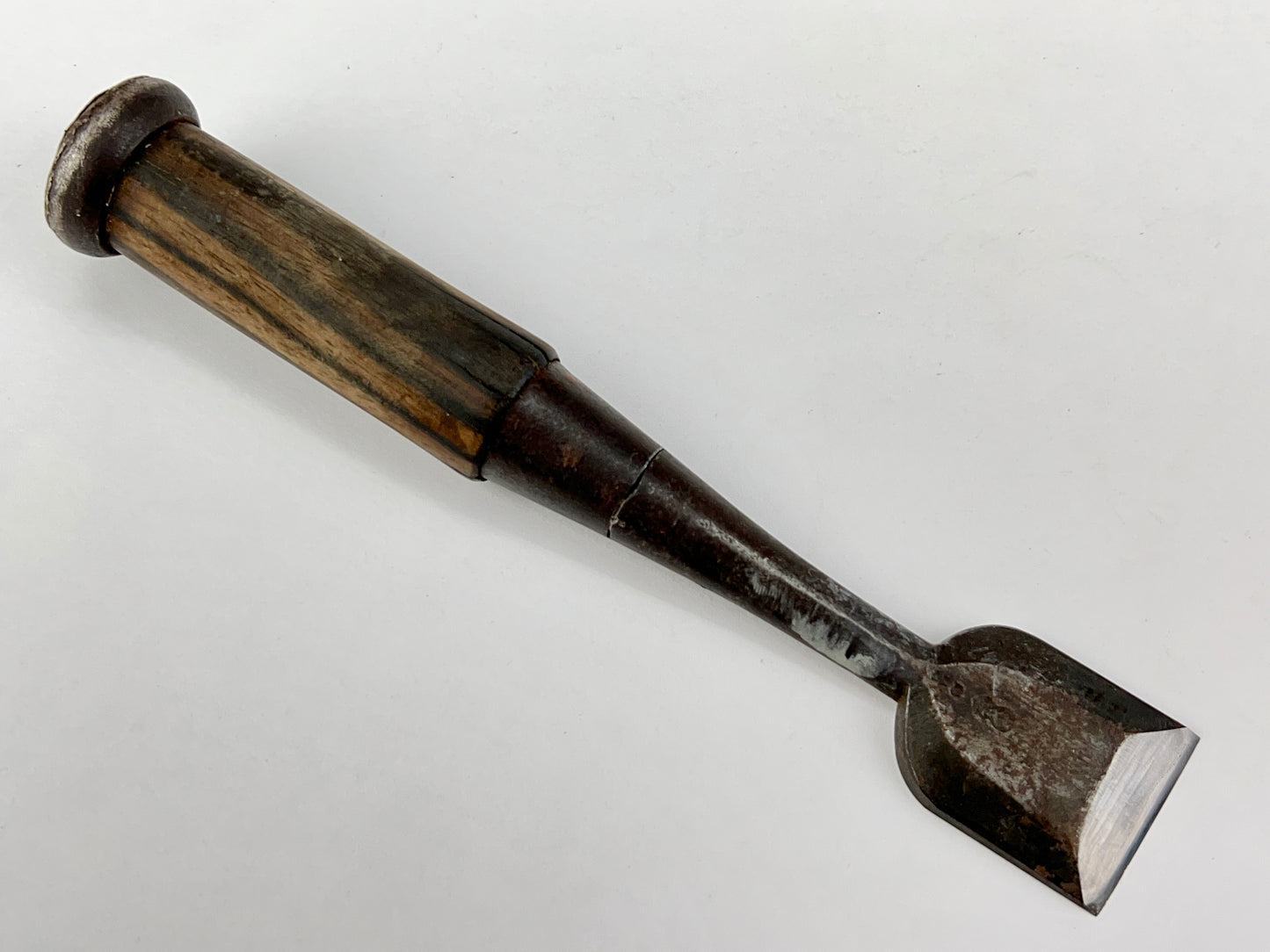 Vintage Japanese Signed Nomi Chisel 1 1/8" (30mm) Forged Iron Blade & Macassar Ebony Handle