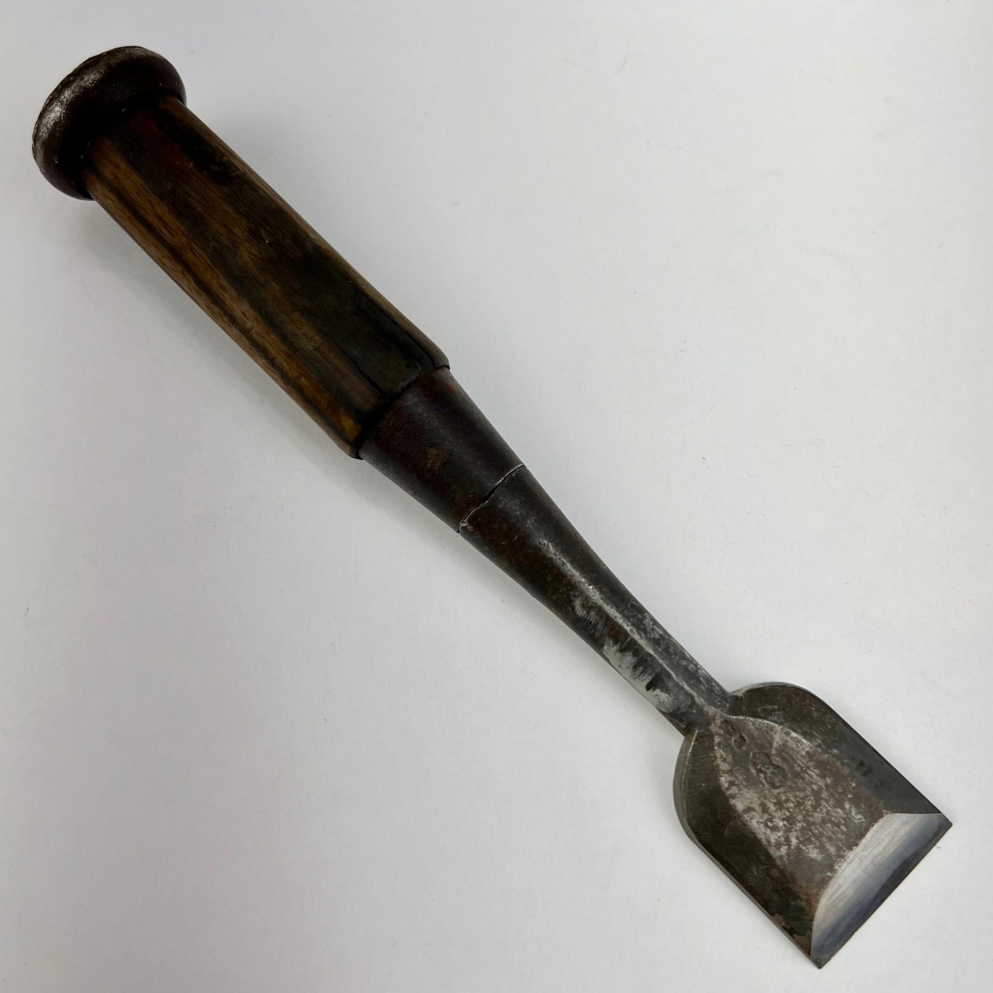 Vintage Japanese Signed Nomi Chisel 1 1/8" (30mm) Forged Iron Blade & Macassar Ebony Handle