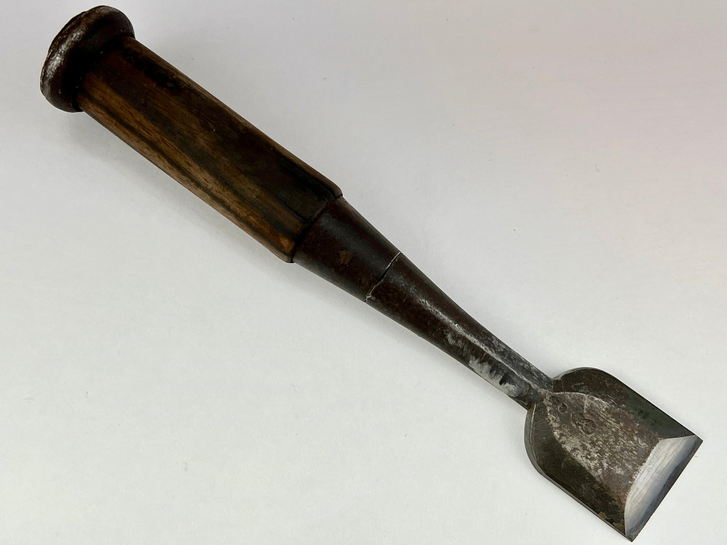 Vintage Japanese Signed Nomi Chisel 1 1/8" (30mm) Forged Iron Blade & Macassar Ebony Handle