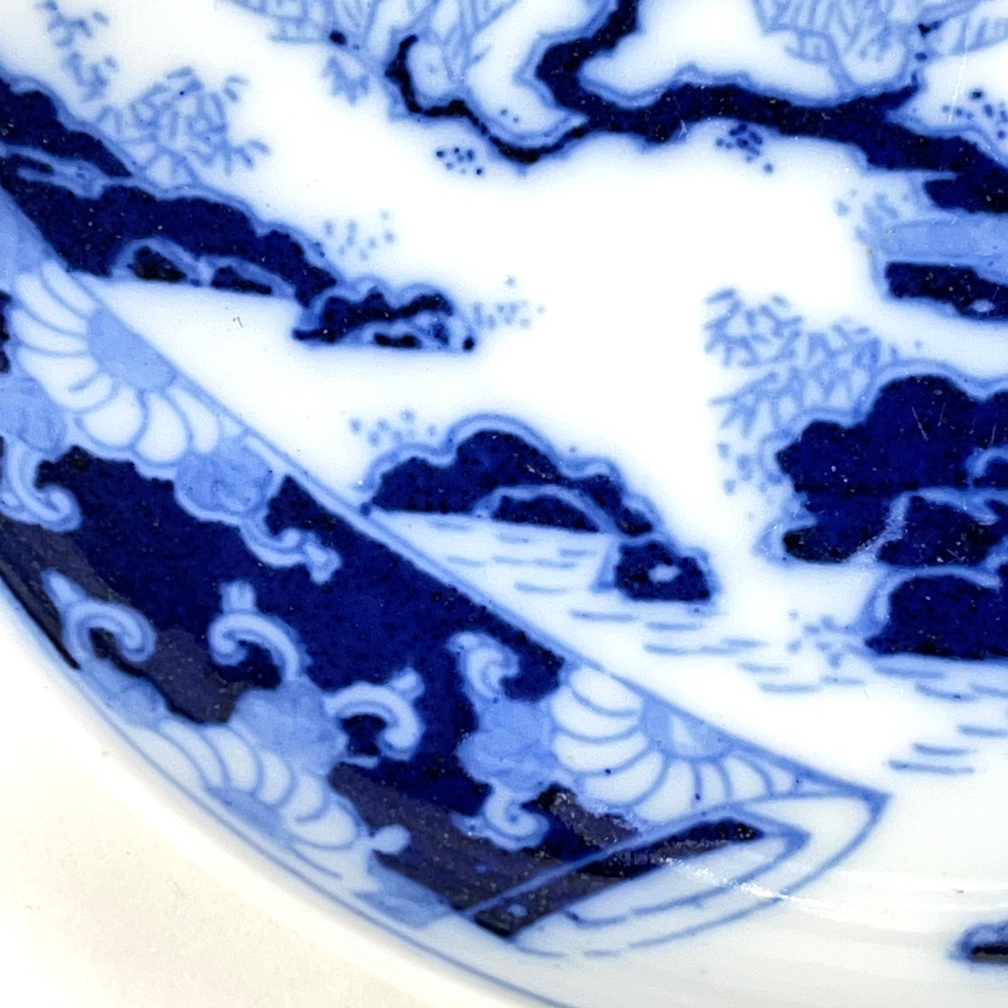 Antique c.1900 Meiji Era Japanese Ceramic Imari Plate Cranes w/ Landscape 6"
