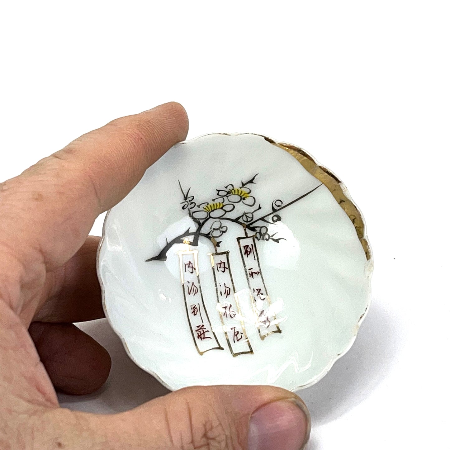 Antique Japanese c1920 Hand Painted Ceramic Sakazuki Sake Cup