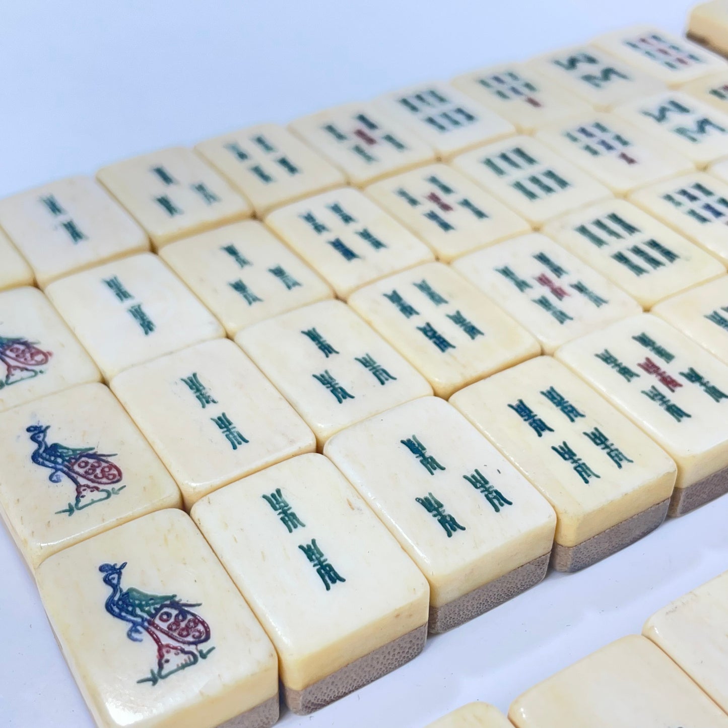 Antique Complete Chinese Mahjong in two Teared Leather Box