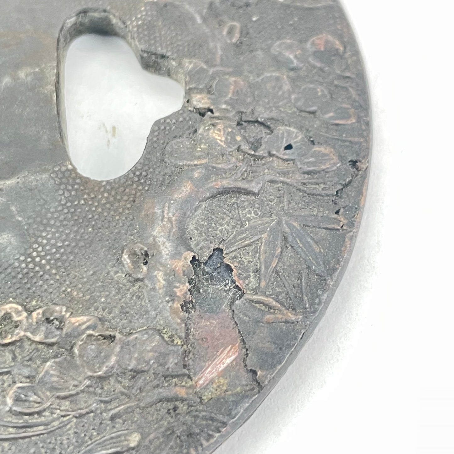 Antique Japanese Samurai Iron Tsuba Sword Hilt Ducks and Pine