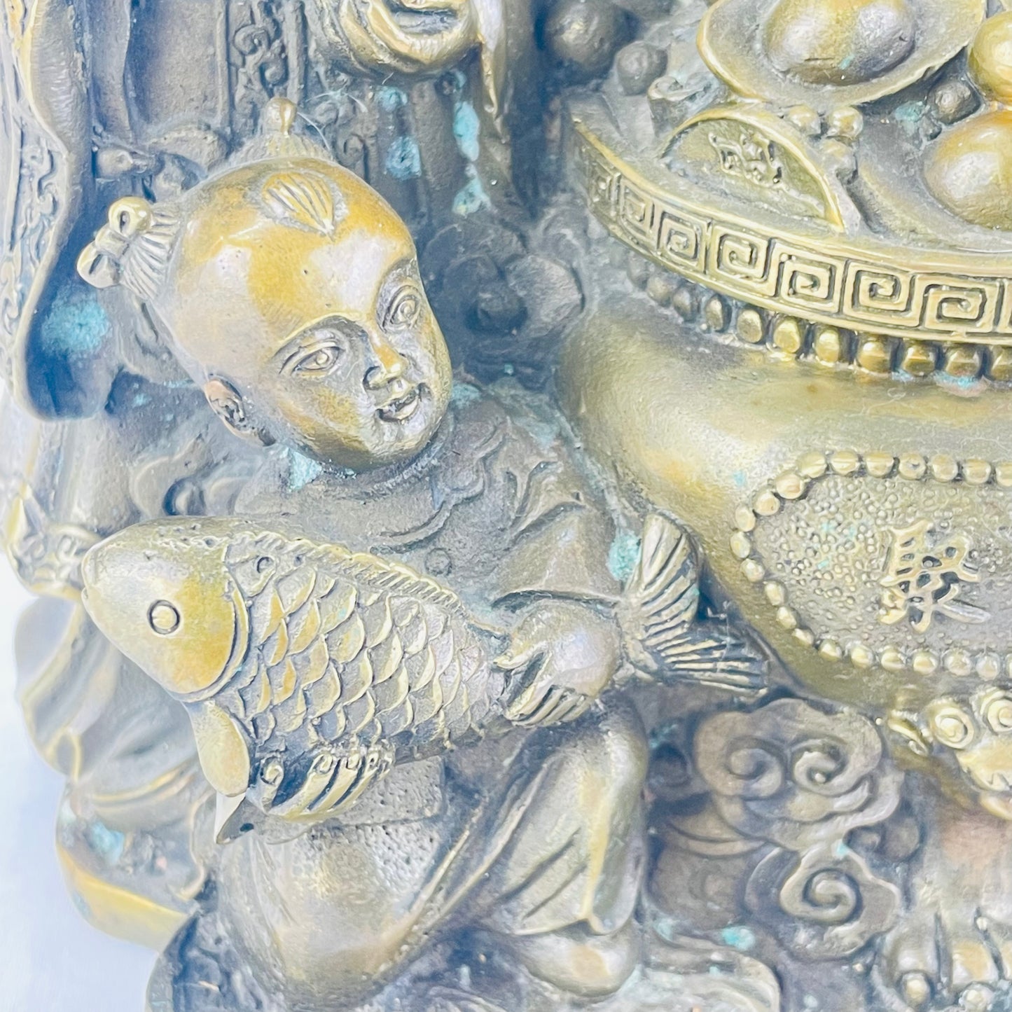 Vintage Chinese Bronze Statue Fu Lu Shu or San Xing 10"H
