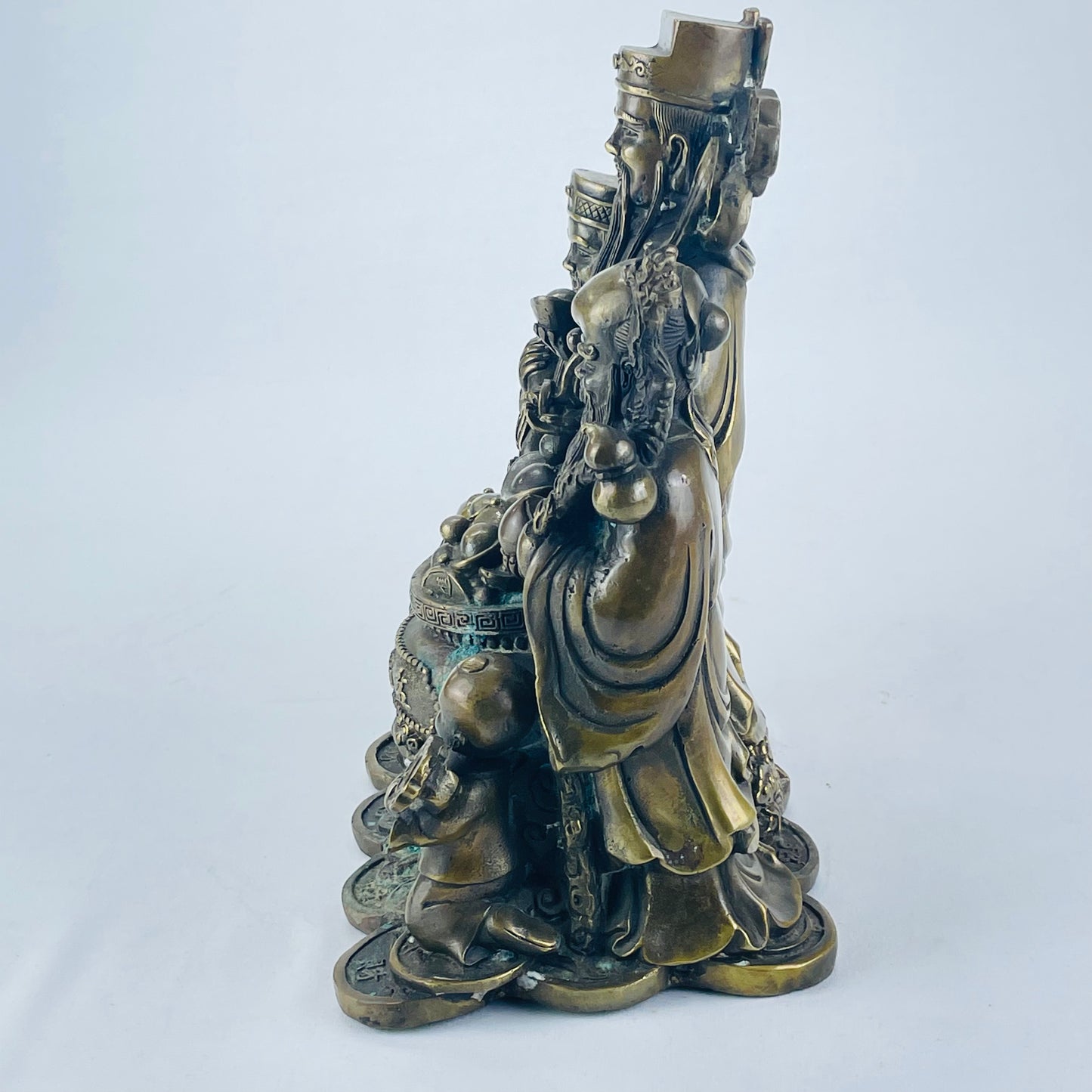 Vintage Chinese Bronze Statue Fu Lu Shu or San Xing 10"H