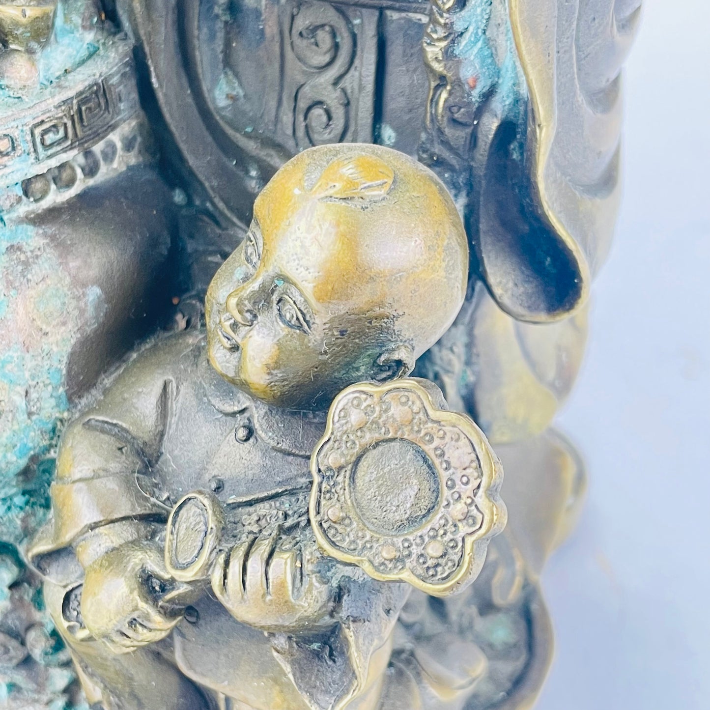Vintage Chinese Bronze Statue Fu Lu Shu or San Xing 10"H