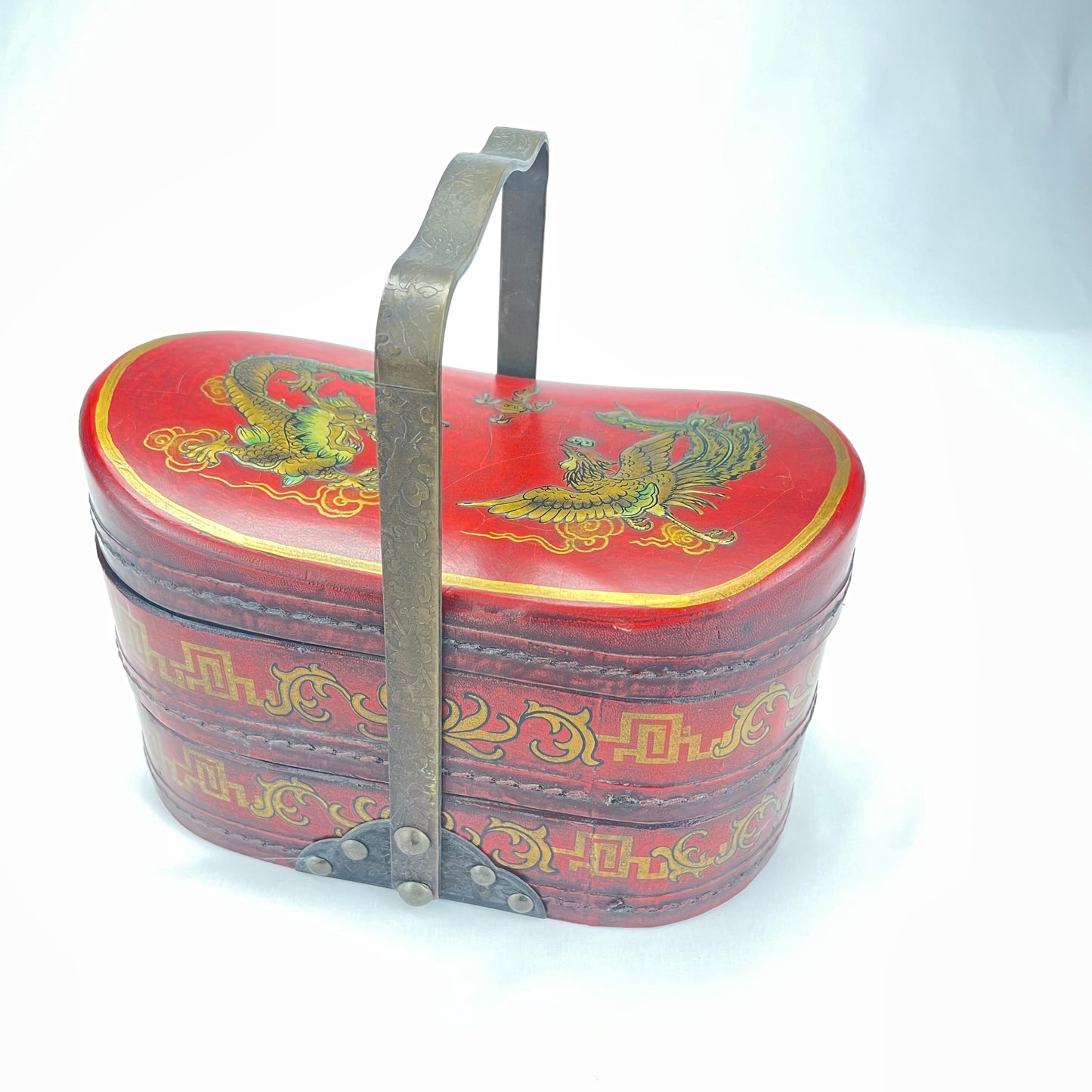 Antique Complete Chinese Mahjong in two Teared Leather Box