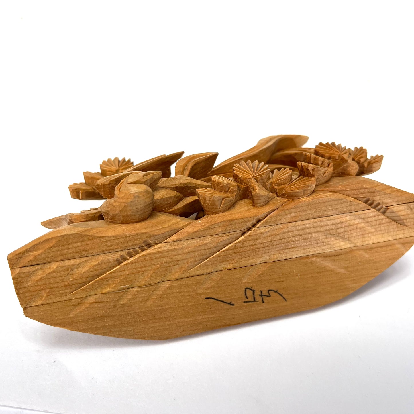 Japanese Ranma Hori Carved Peacock Turning Right 6" Butsugu