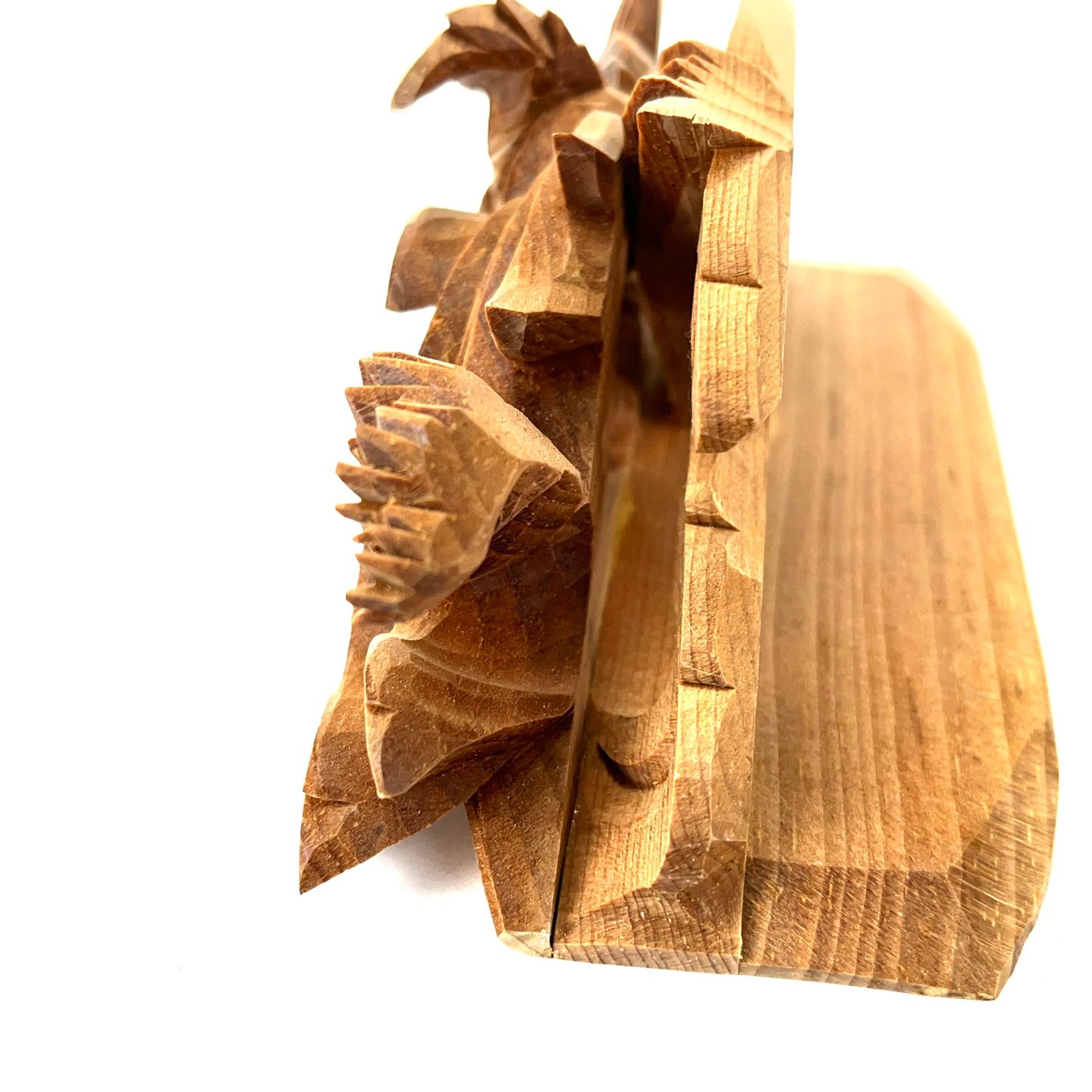 Japanese Ranma Hori Carved Peacock Flying Wing Forward Left 6"