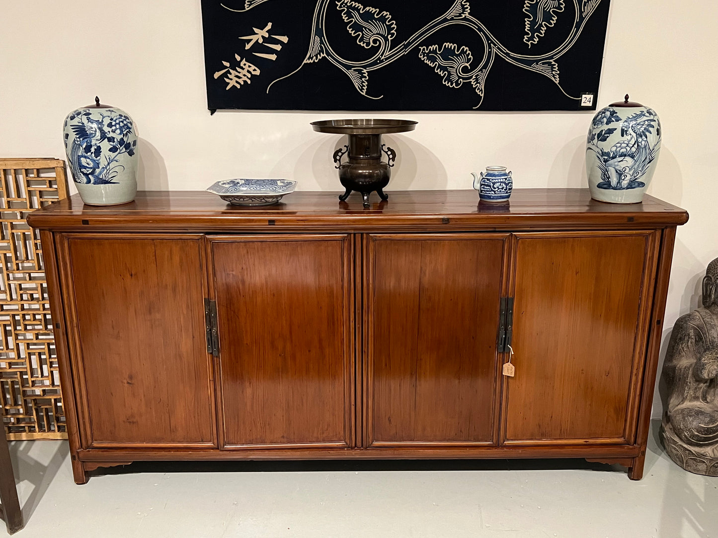 Antique Chinese Ming Style Cabinet Buffet Four Doors Four Drawers 76"
