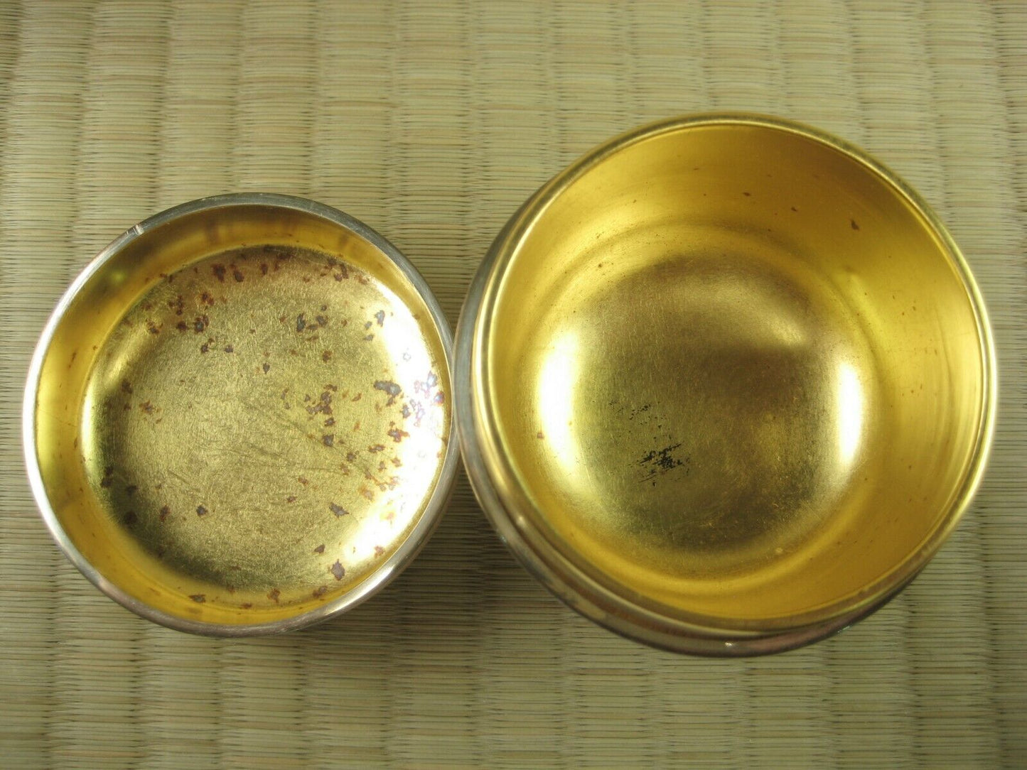 Vintage Japanese Tea Ceremony Natsume Tea Caddy Kiri Wood w/Gold Interior