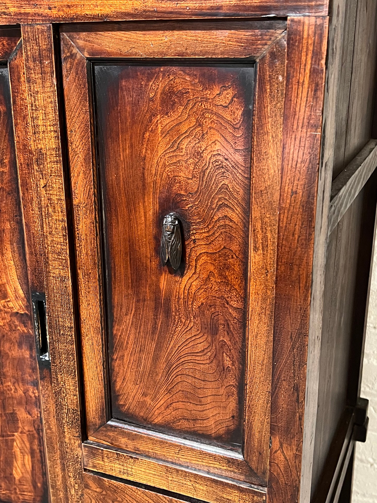 Antique Japanese Mizuya Meiji Era Late 19th Keyaki Elm Kitchen Chest 52"