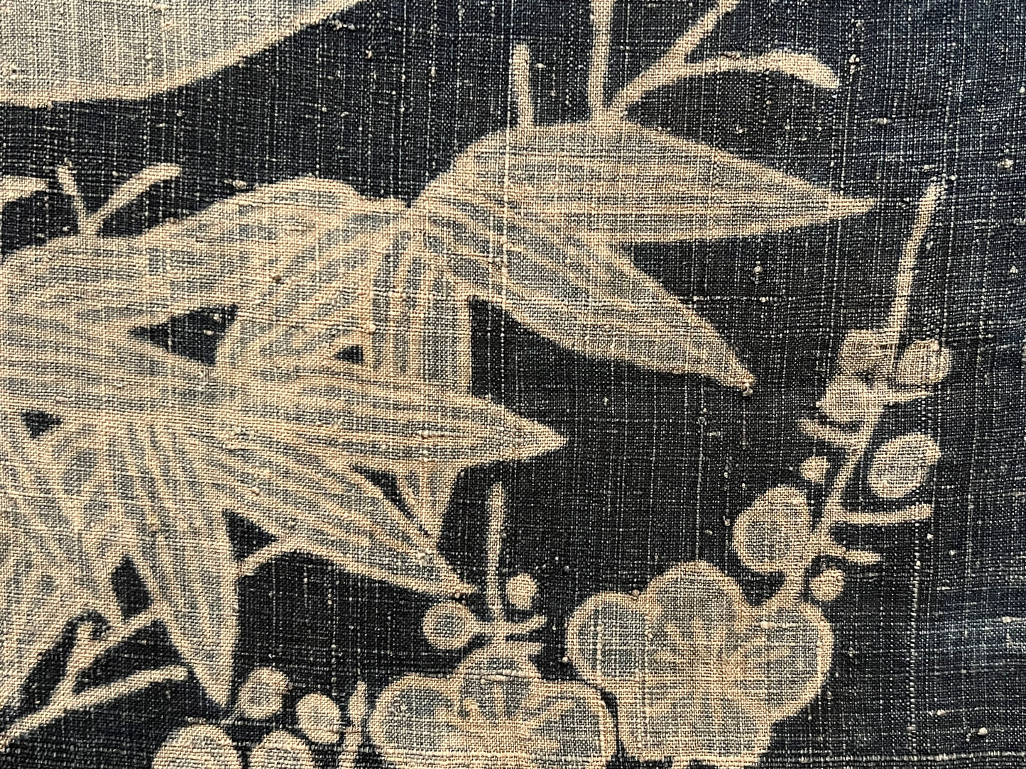 Antique Japanese c.1800 Futon Cover 3 Color Pine Bamboo Plum Mon Indigo Dyed Tsutsugaki
